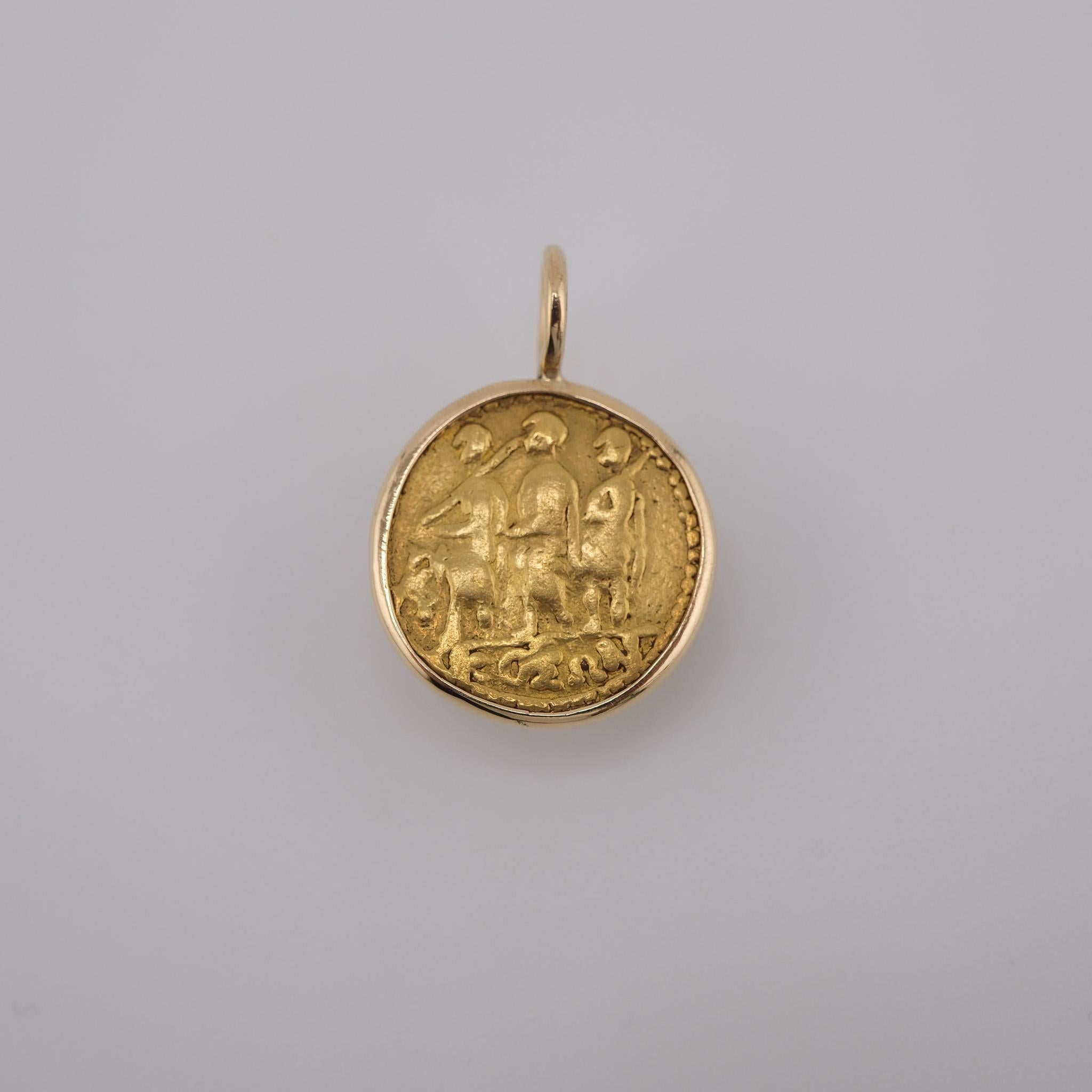 da uomo o donna Raro ciondolo a forma di statere d'oro Koson in oro 18k (44 a.C.) in vendita