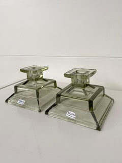 Rare Kosta Smoked Glass Candlesticks