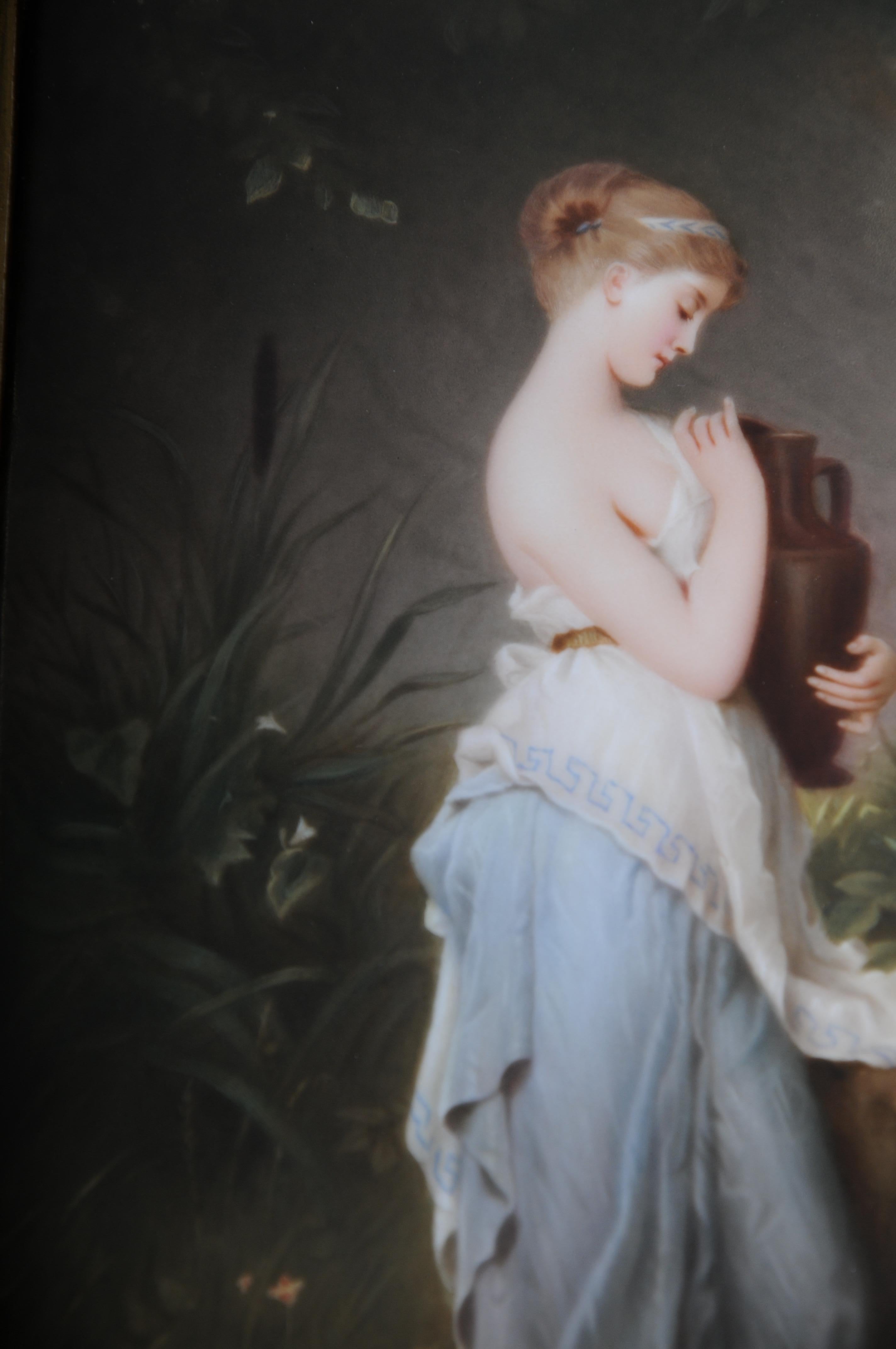 RARE KPM Berlin porcelain plaque depicting Psyche holding a Urn, R. Beyschlag For Sale 6