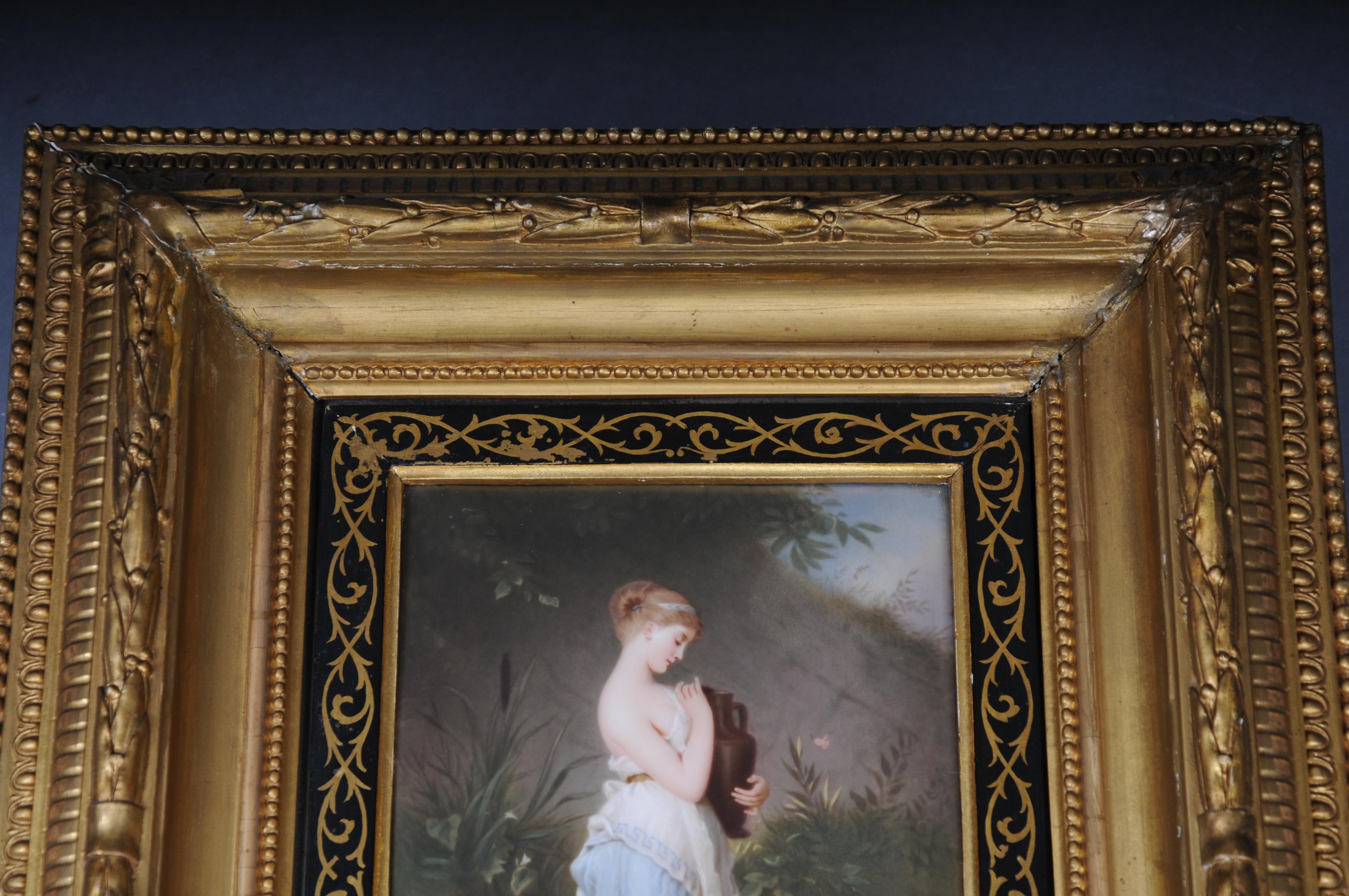 RARE KPM Berlin porcelain plaque depicting Psyche holding a Urn, R. Beyschlag For Sale 7
