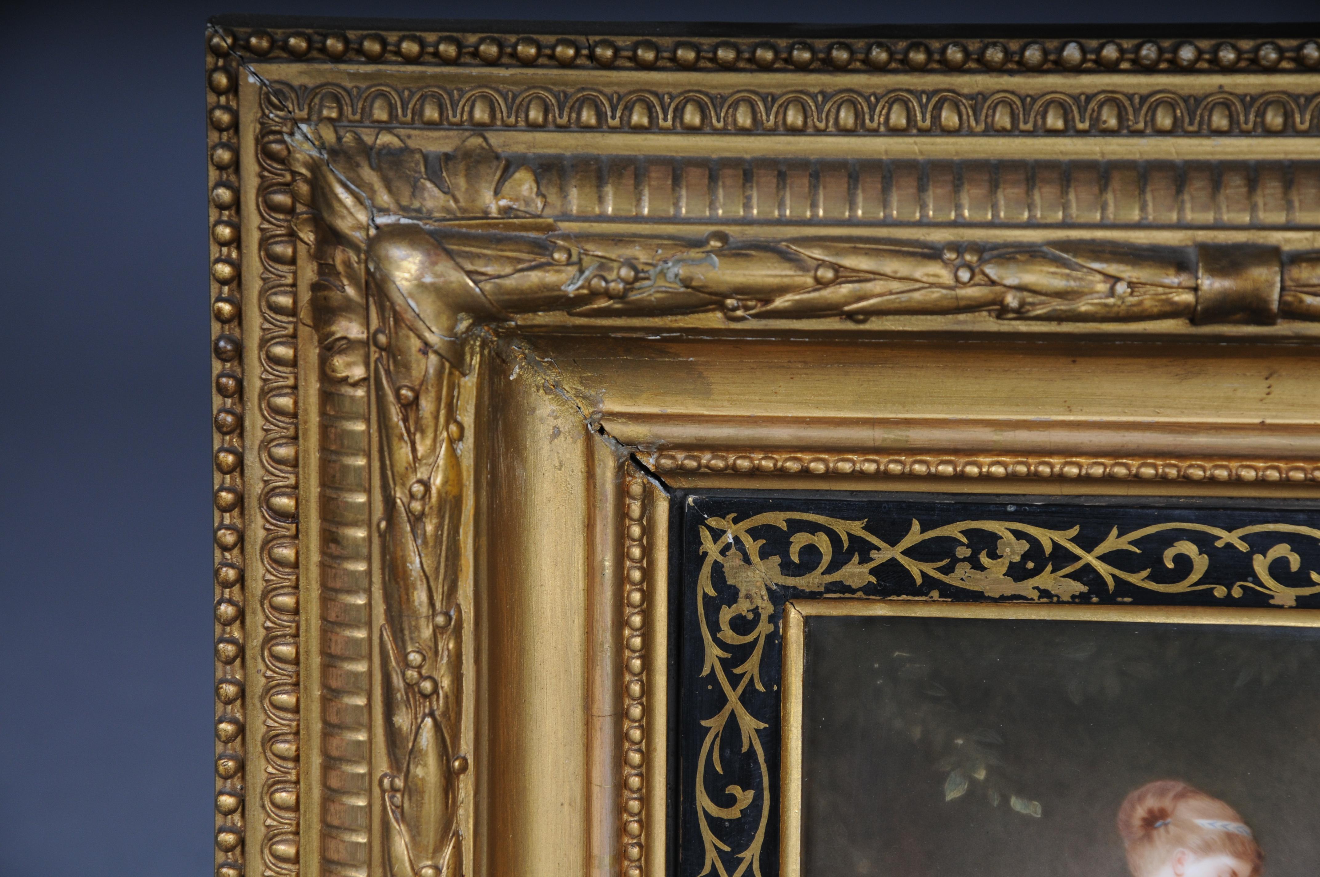 Gilt RARE KPM Berlin porcelain plaque depicting Psyche holding a Urn, R. Beyschlag For Sale