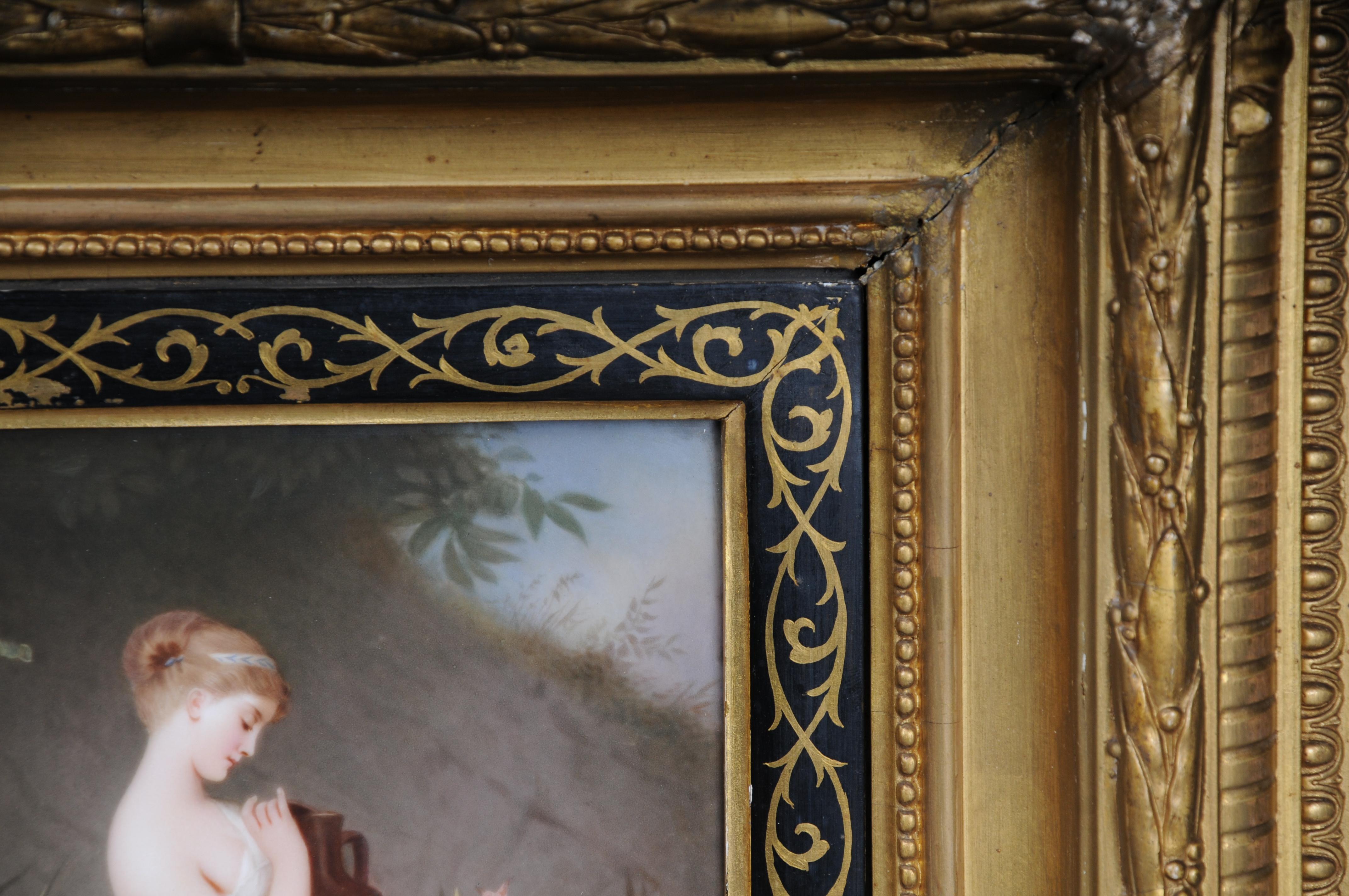 Late 19th Century RARE KPM Berlin porcelain plaque depicting Psyche holding a Urn, R. Beyschlag For Sale