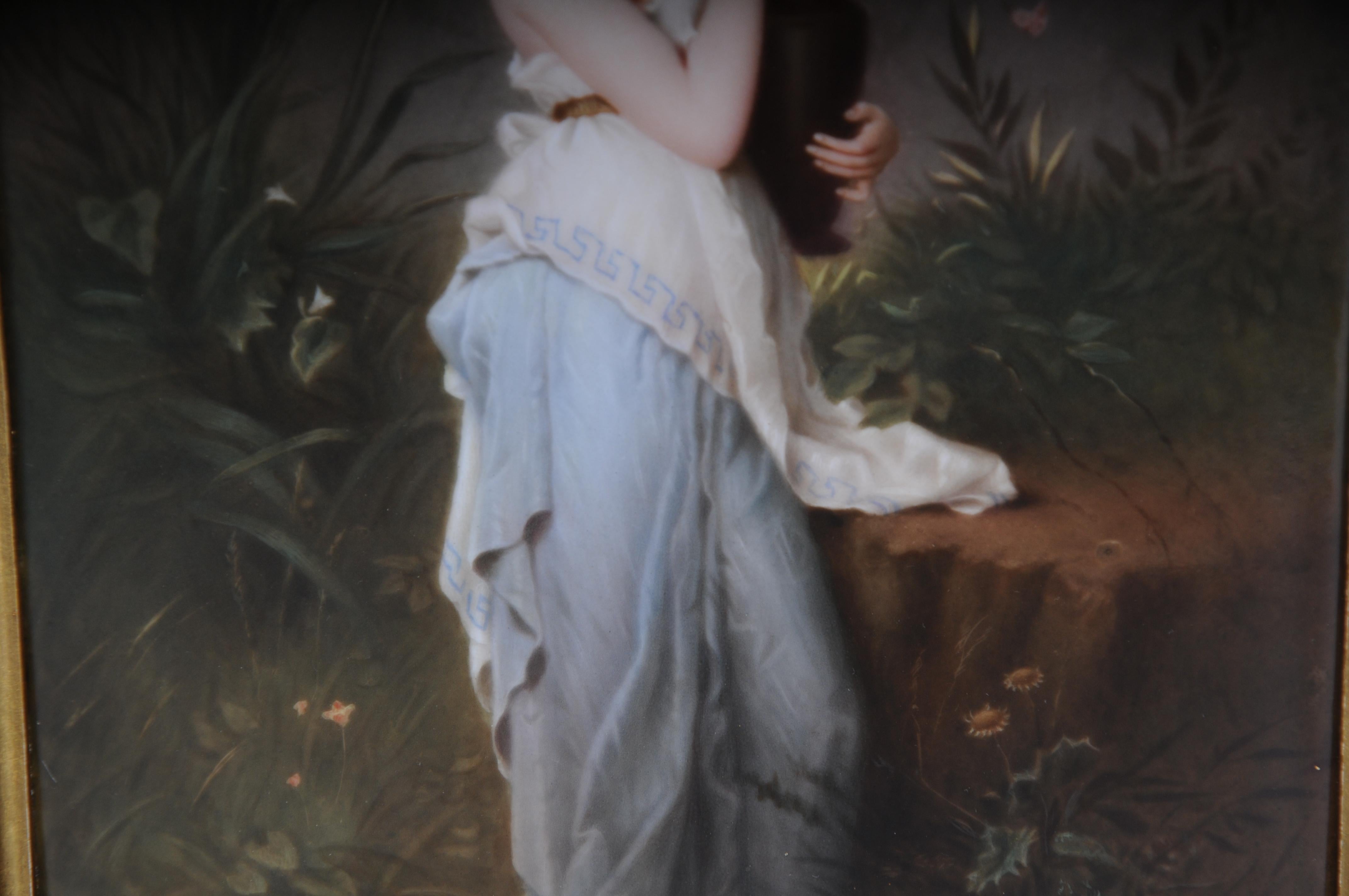 RARE KPM Berlin porcelain plaque depicting Psyche holding a Urn, R. Beyschlag For Sale 1