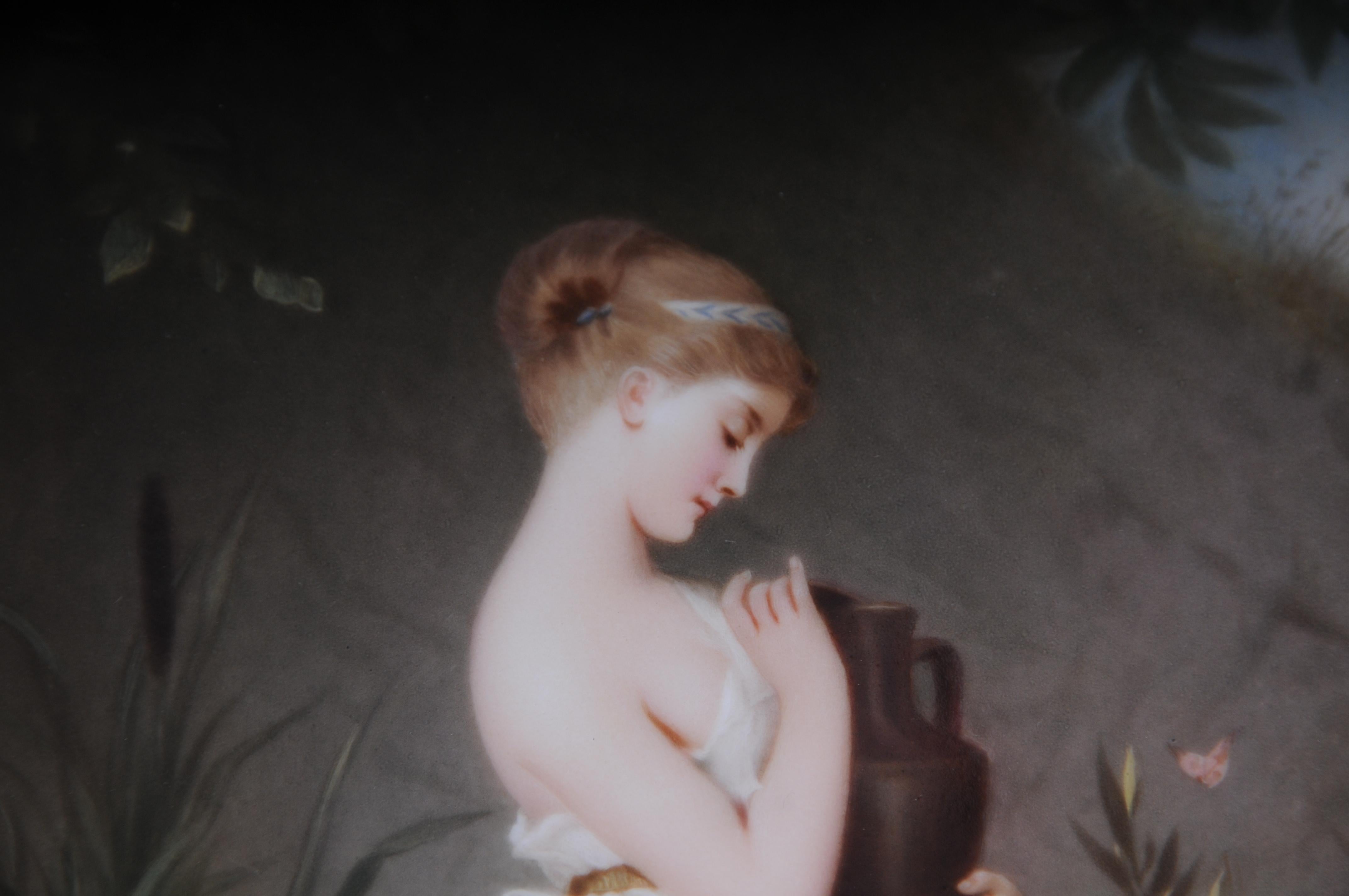 RARE KPM Berlin porcelain plaque depicting Psyche holding a Urn, R. Beyschlag For Sale 3