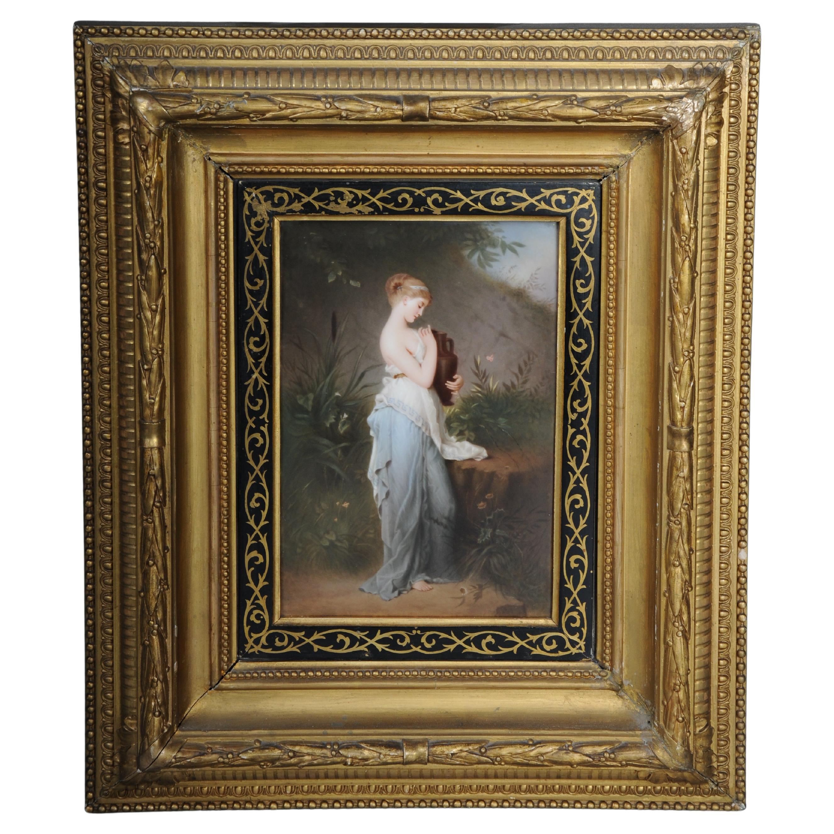 RARE KPM Berlin porcelain plaque depicting Psyche holding a Urn, R. Beyschlag For Sale