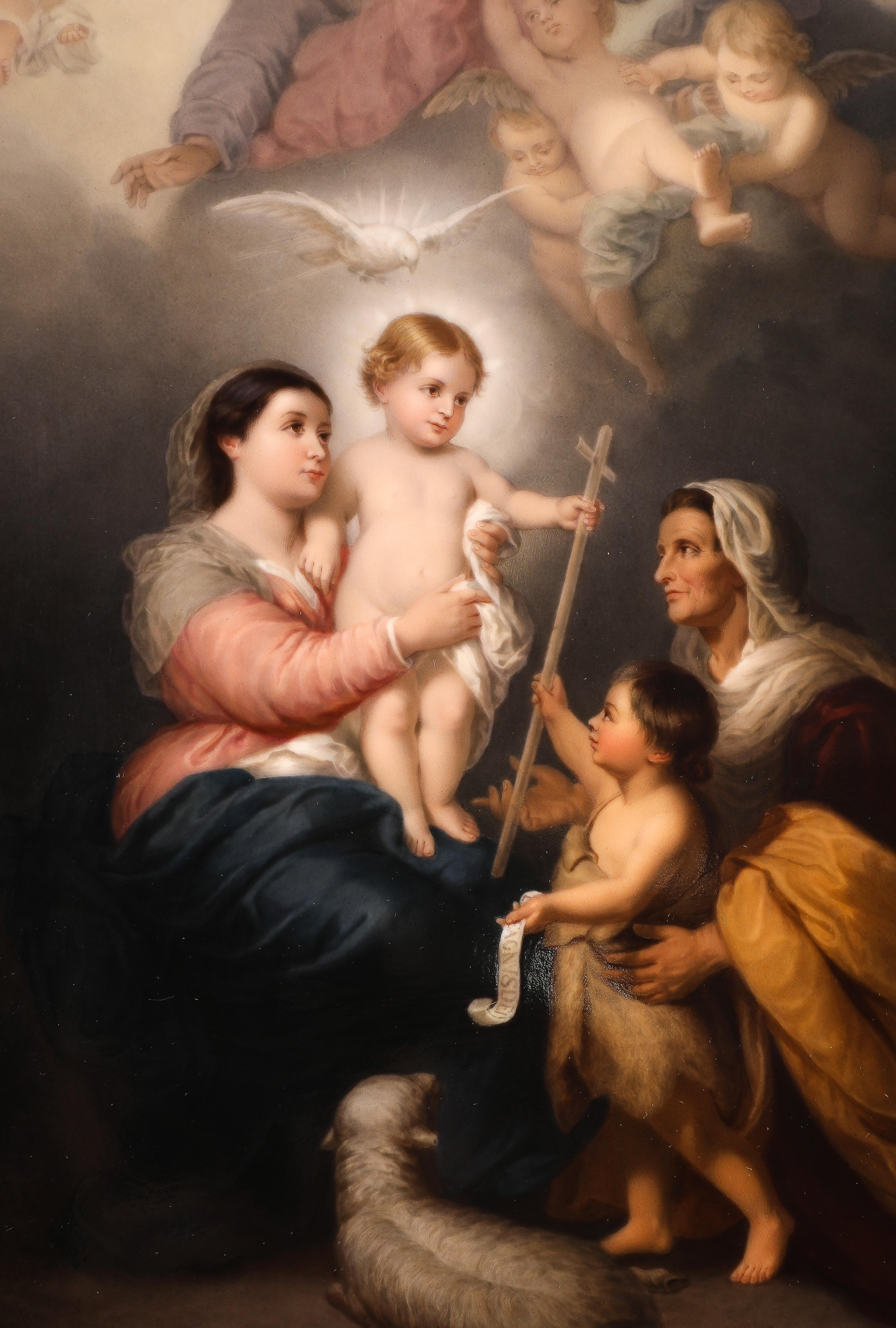 Rococo Rare plaque en porcelaine de KPM représentant Esteban et son enfant d'après Bartolome Esteban Murillo en vente