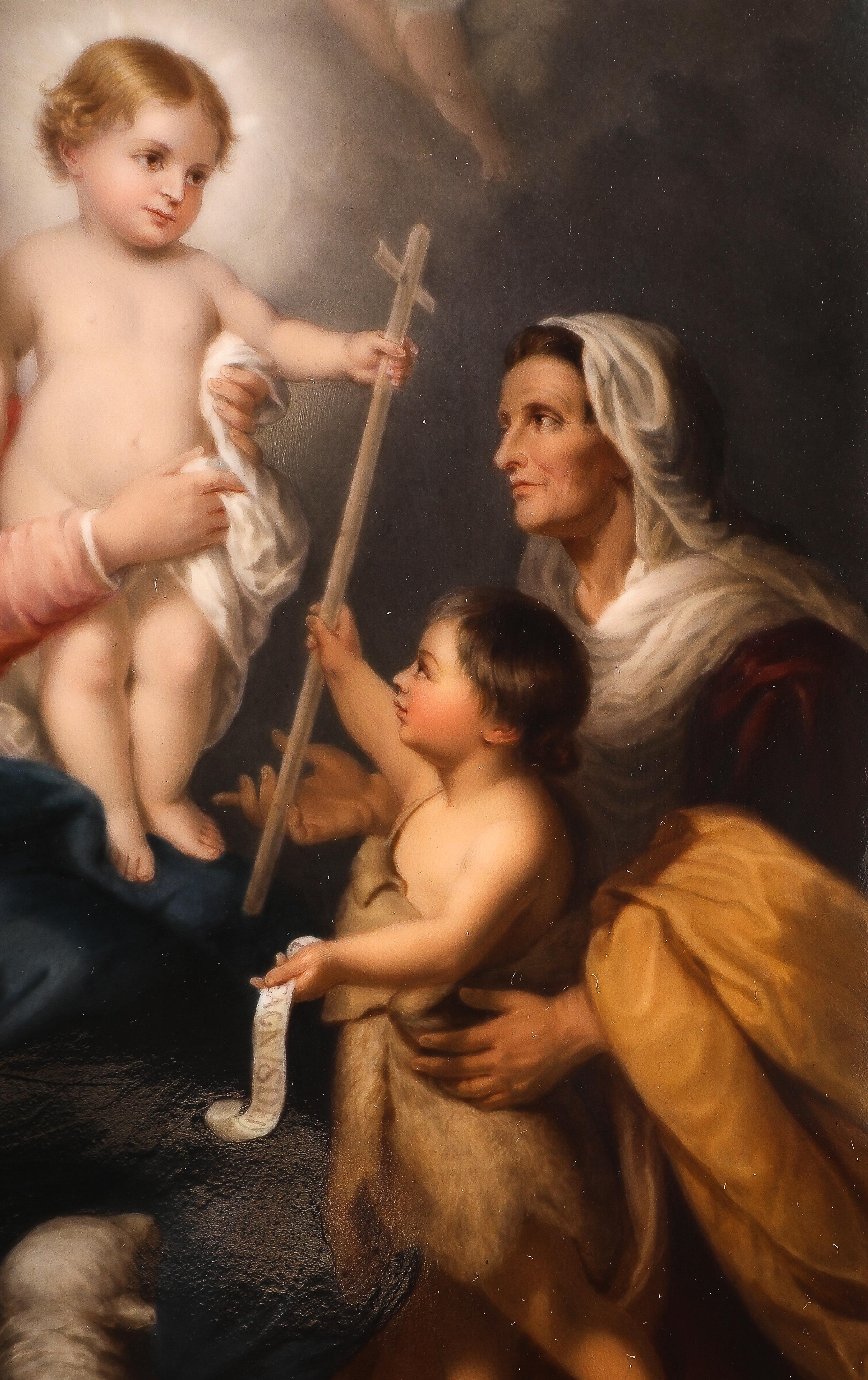 Allemand Rare plaque en porcelaine de KPM représentant Esteban et son enfant d'après Bartolome Esteban Murillo en vente