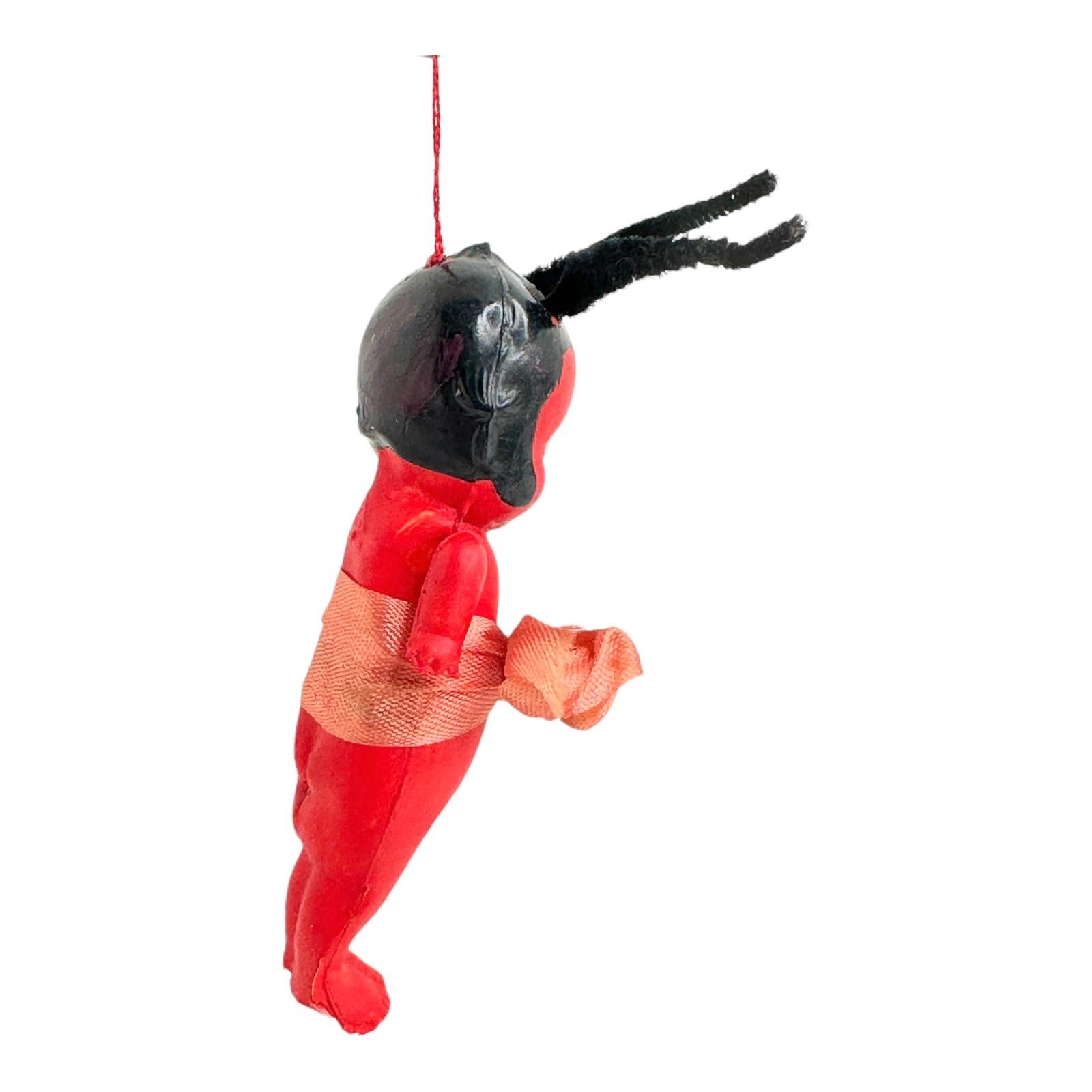 Folk Art Rare Krampus Devil Kewpie Celluloid Christmas Ornament Vintage, Austria 1910s For Sale