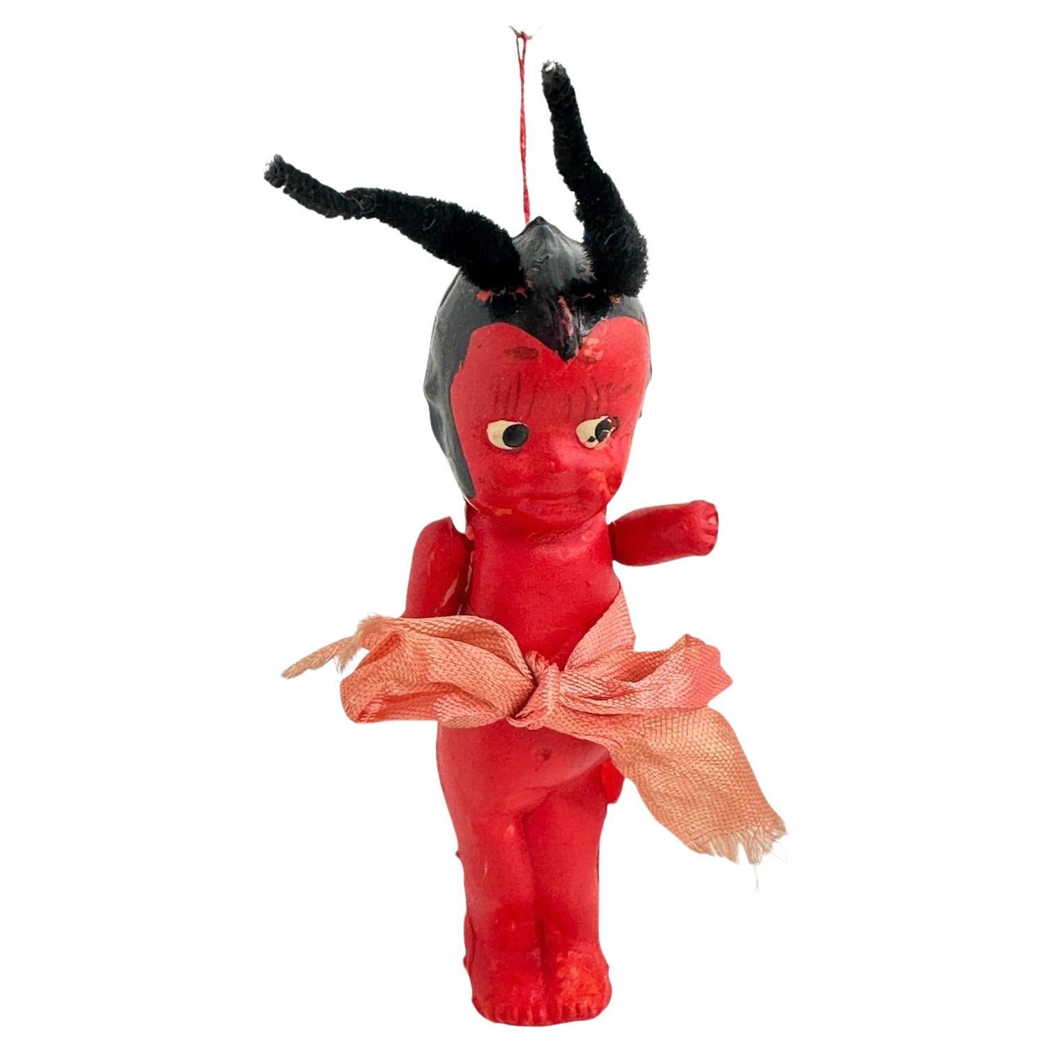 Rare ornement de Noël vintage Krampus Devil Kewpie en celluloïd, Autriche, années 1910