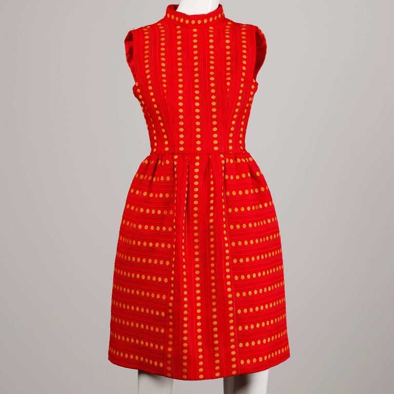 Rare Kreinick 1960s Vintage Red + Yellow Polka Dot Mod Dress ...
