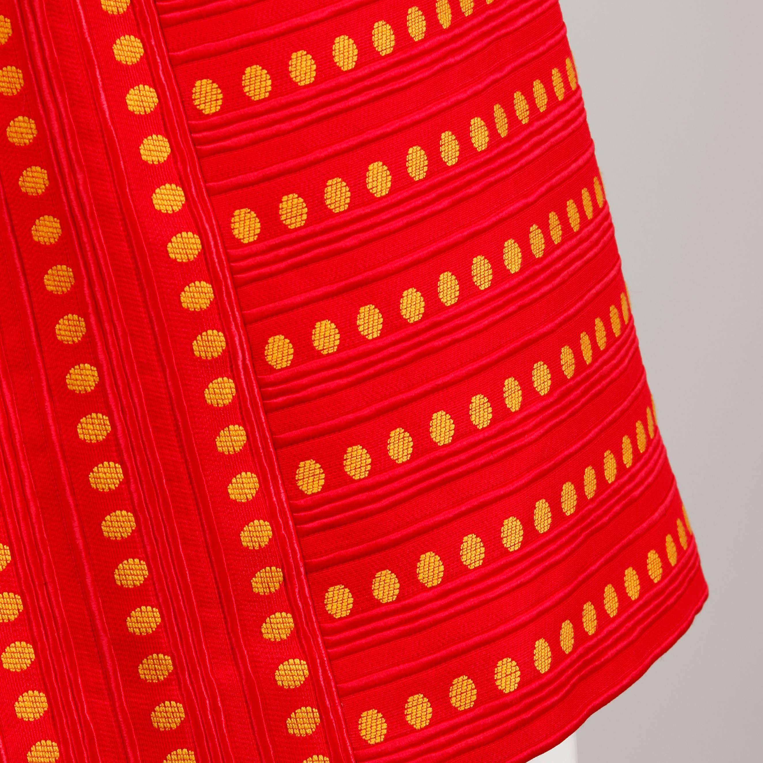 Rare Kreinick 1960s Vintage Red + Yellow Polka Dot Mod Dress + Jacket Ensemble For Sale 1