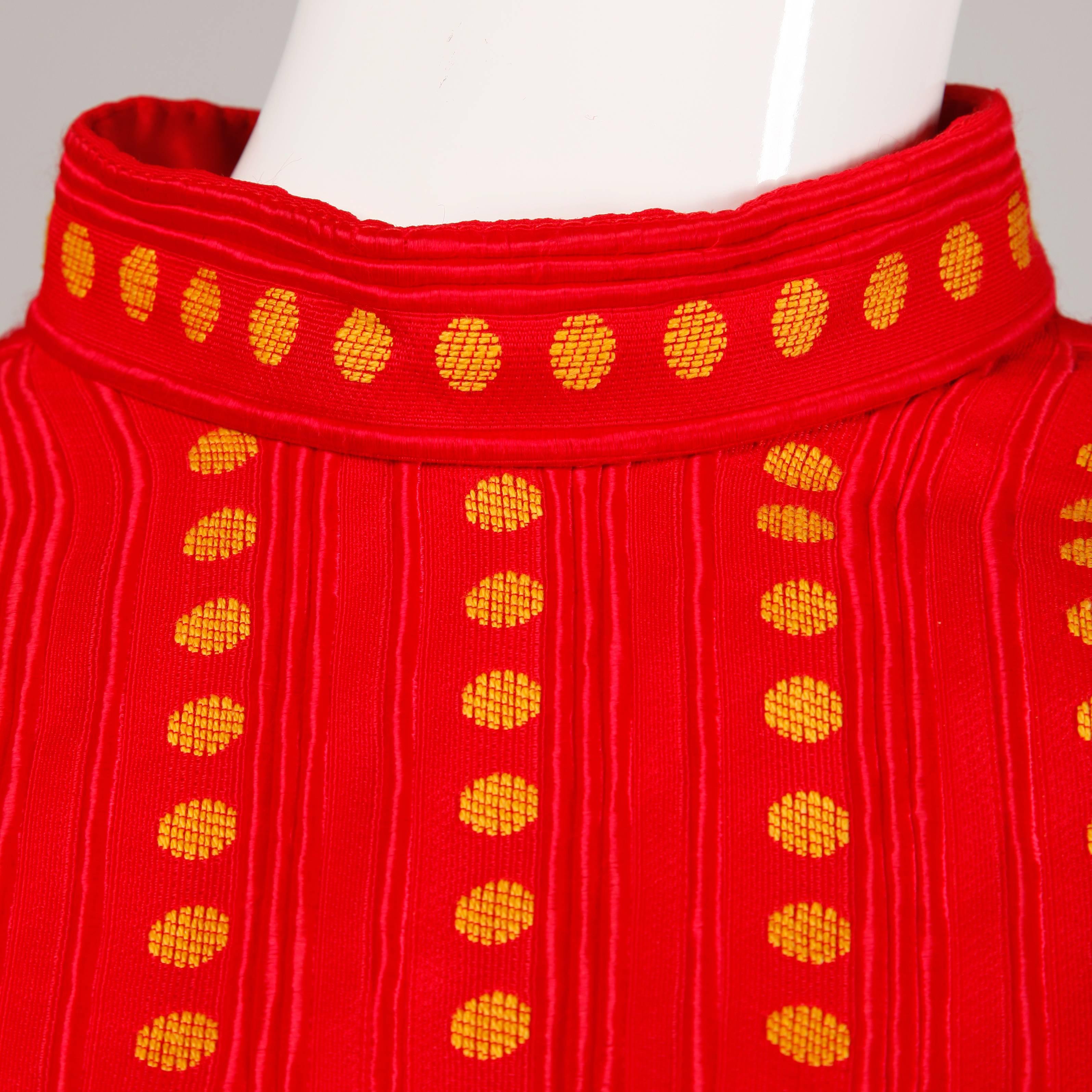 Seltenes Kreinick 1960er Vintage Rot + Gelb gepunktetes Mod Kleid + Jacke Ensemble im Angebot 5