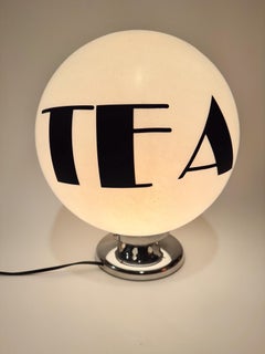 Rare Kromex “CAFÉ / TEA” Novelty Typographic Globe Lamp USA 1970s – Postmodern