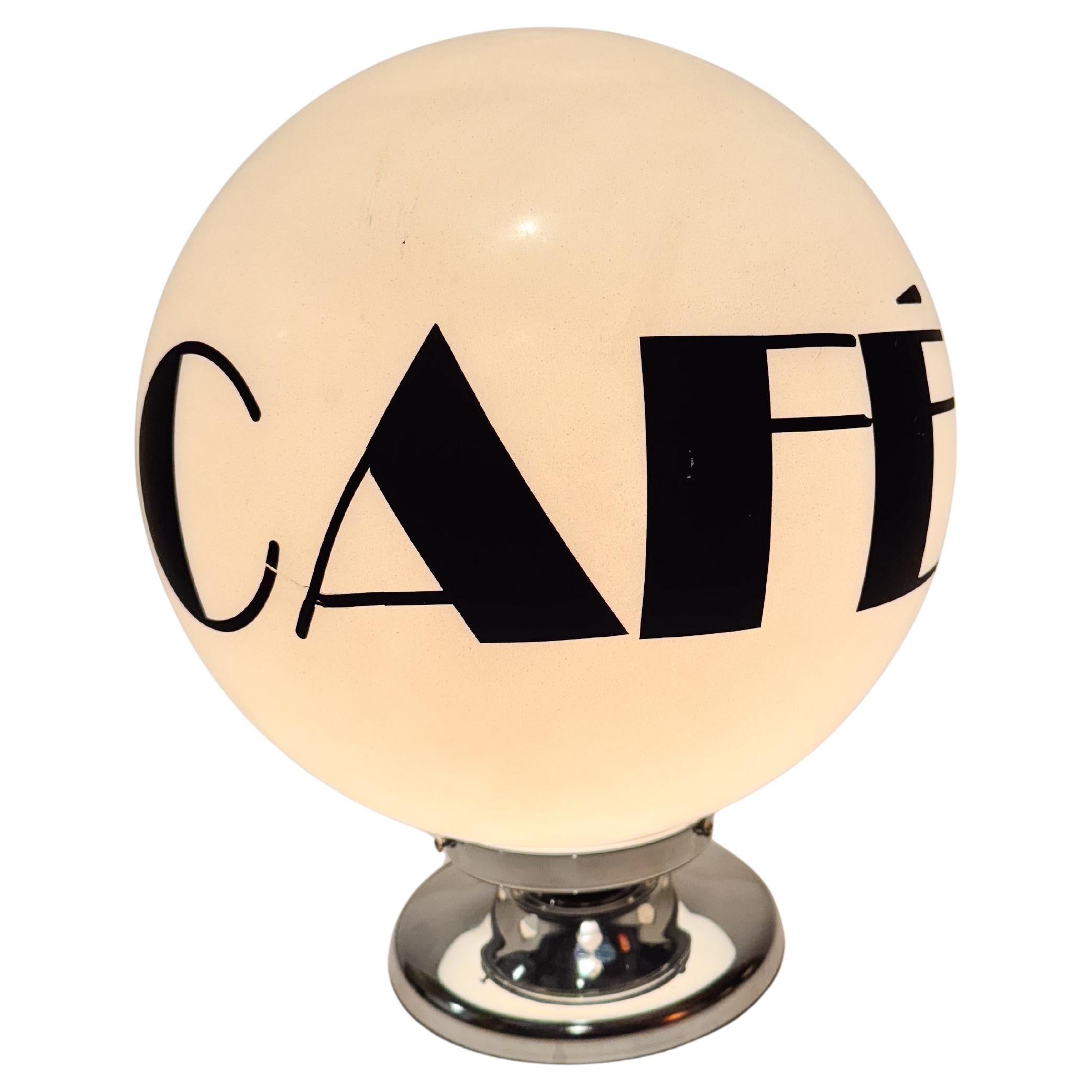 Rare Kromex “CAFÉ / TEA” Novelty Typographic Globe Lamp USA 1970s – Postmodern