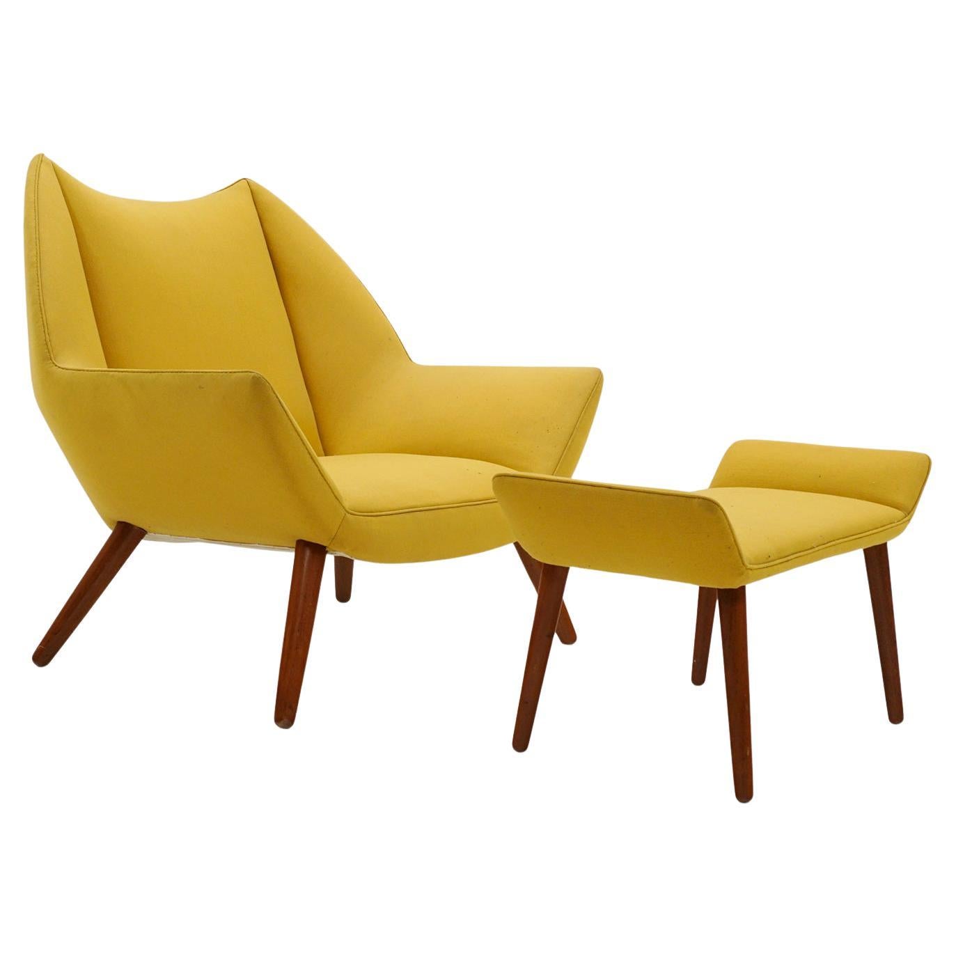 Rare chaise longue et ottoman de Kurt Ostervig Model No 12, Danemark, 1961.