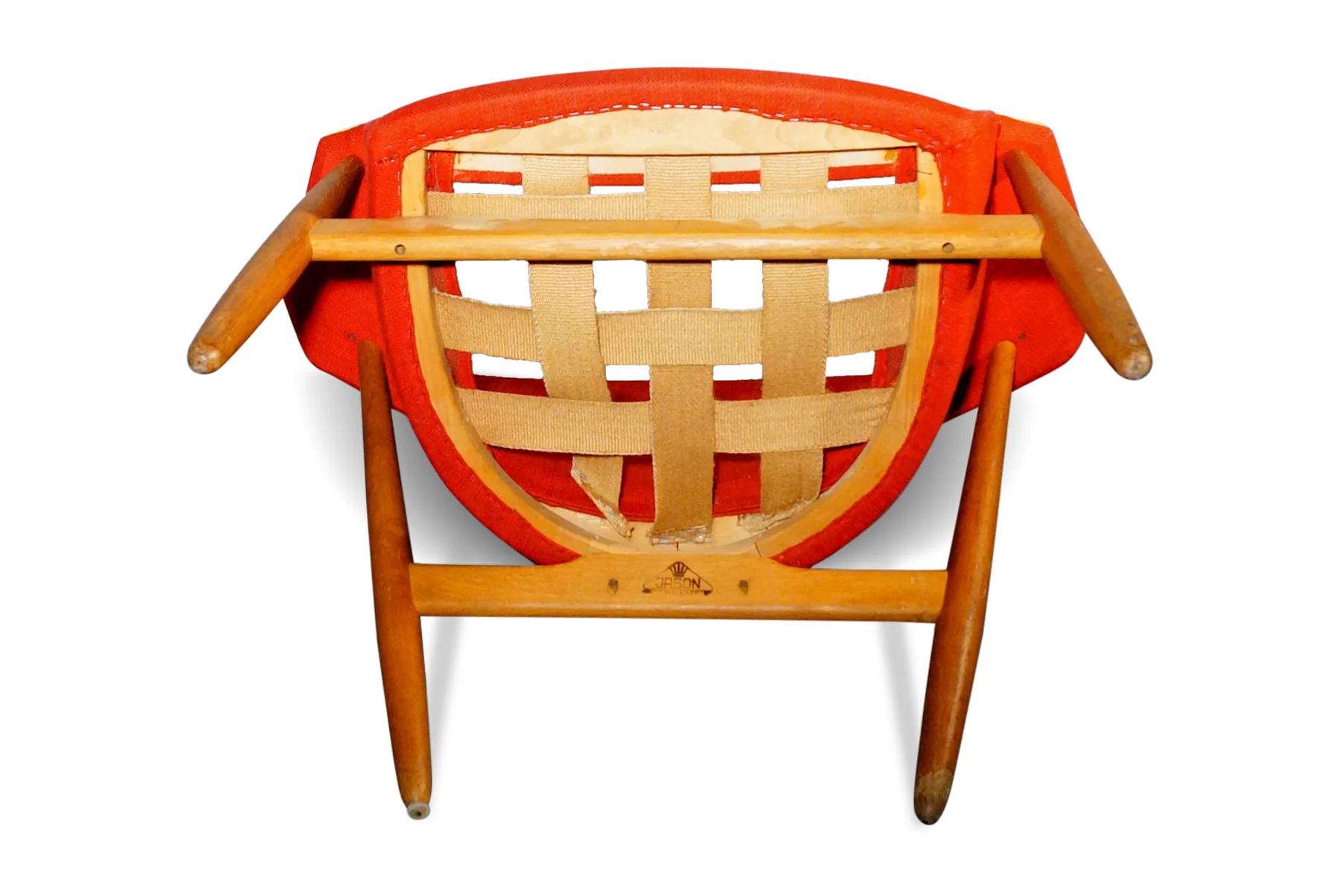 Teck Rare chaise longue Kurt Østervig en laine cramoisie en vente