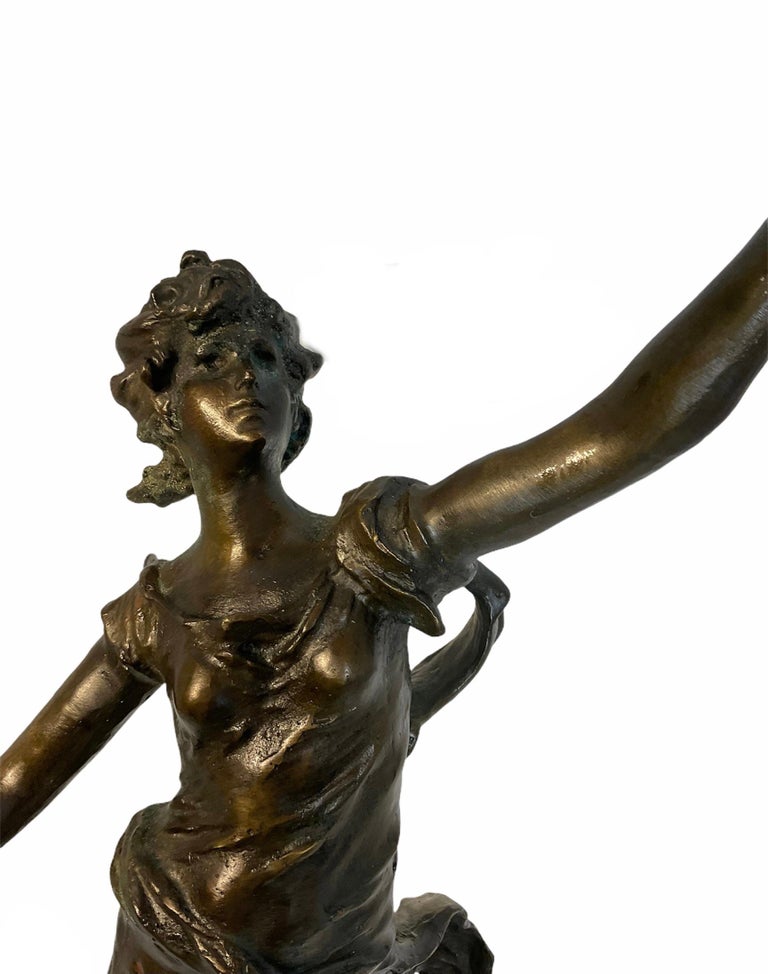 Rare L and F. Moreau Patinated Bronze Sculpture of a Triumphant