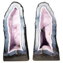 Rare Lace Agate Cathedral Geode Pair