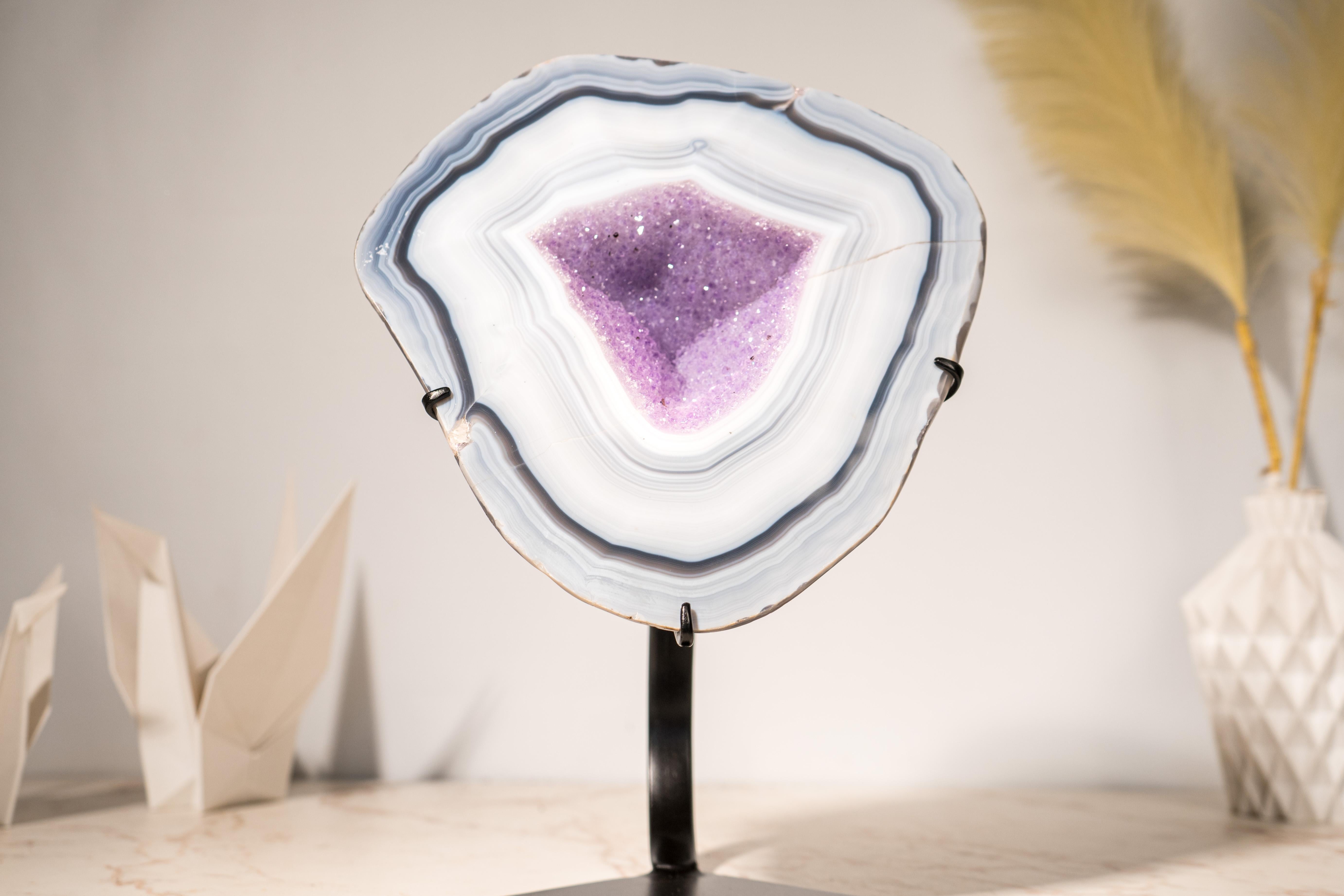 Raro geode di agata lace su supporto In condizioni Nuovo in vendita a Ametista Do Sul, BR