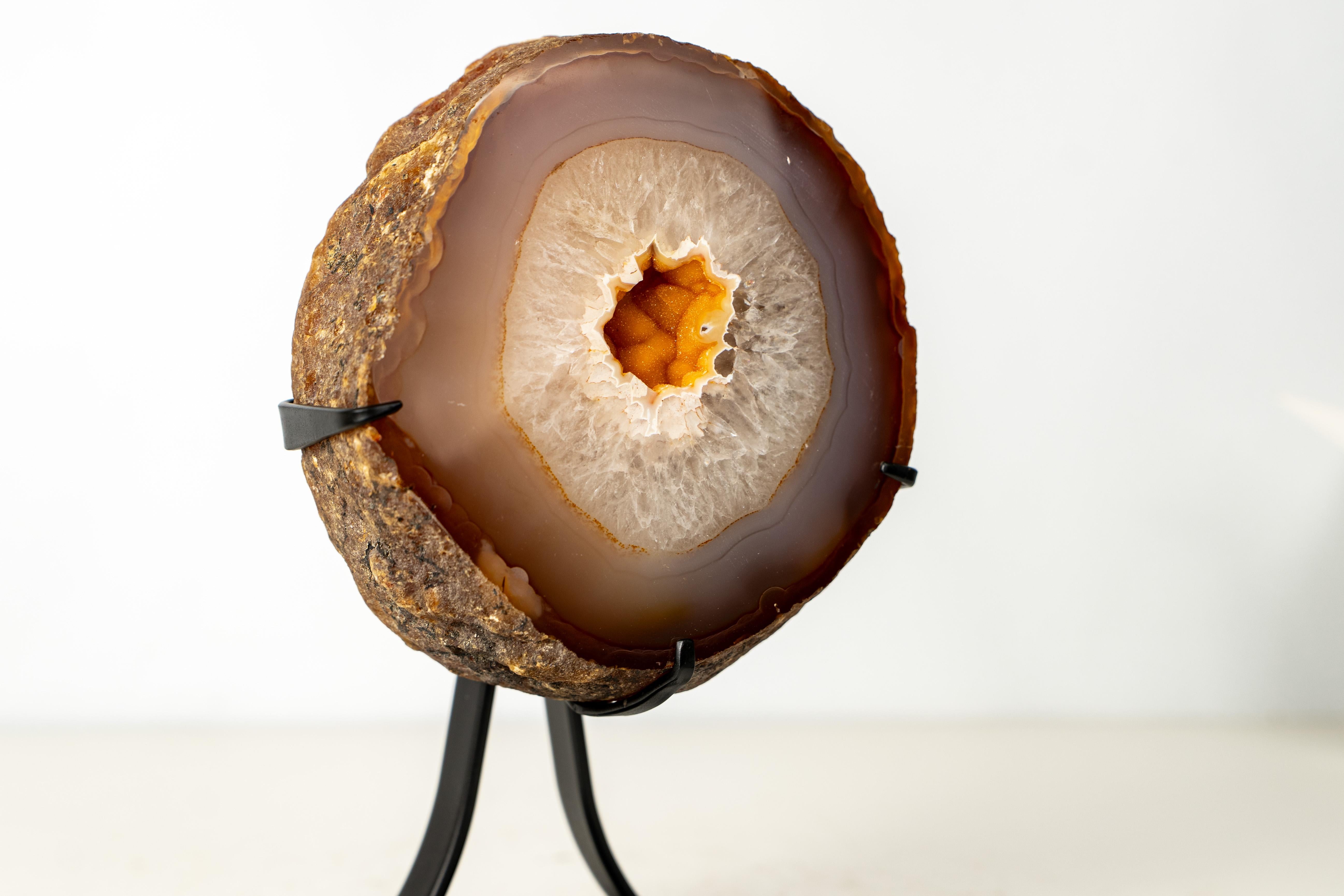 Raro geode di agata con druzy giallo naturale Galaxy in vendita 4