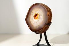 Raro geode di agata con druzy giallo naturale Galaxy