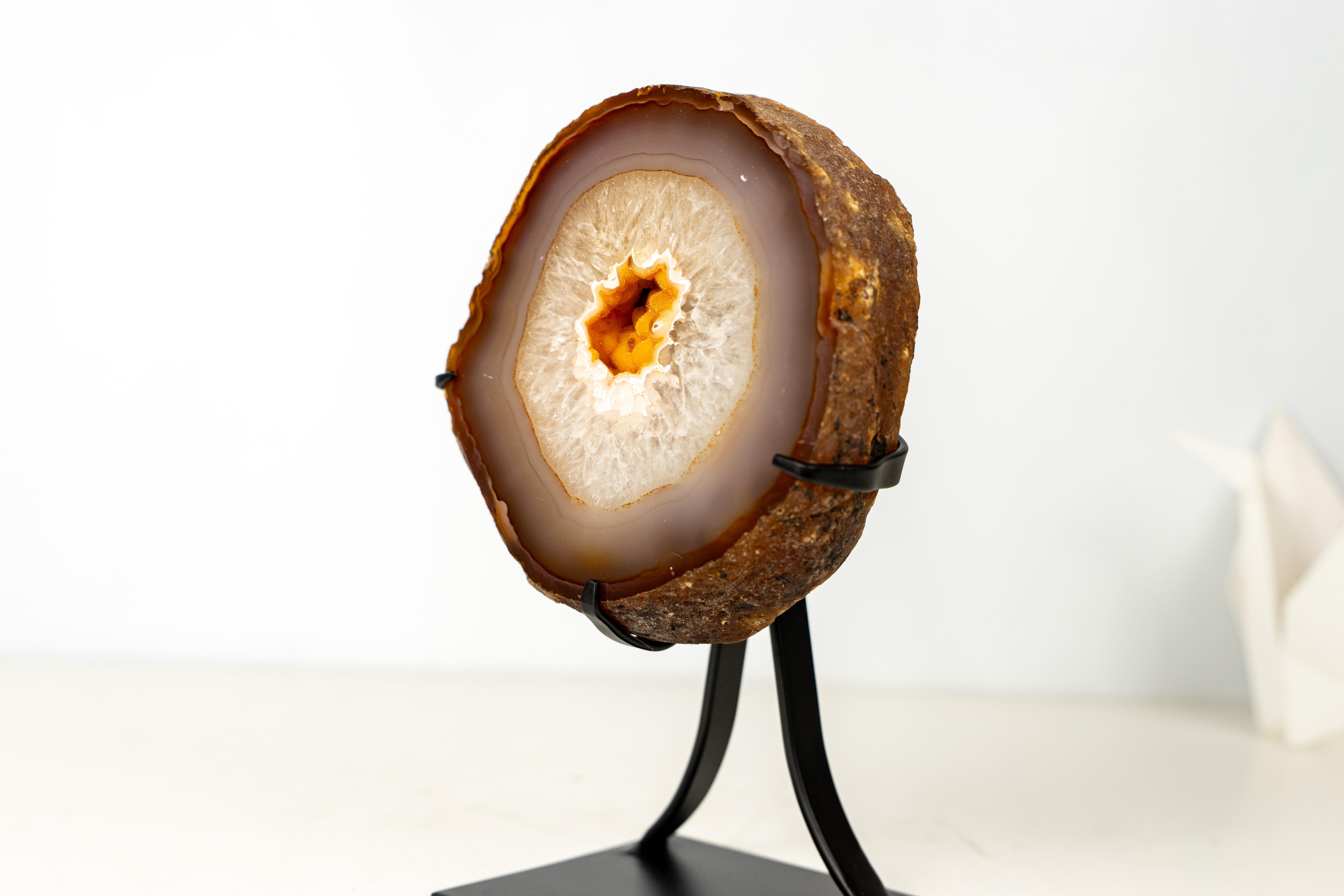 Raro geode di agata con druzy giallo naturale Galaxy in vendita 2