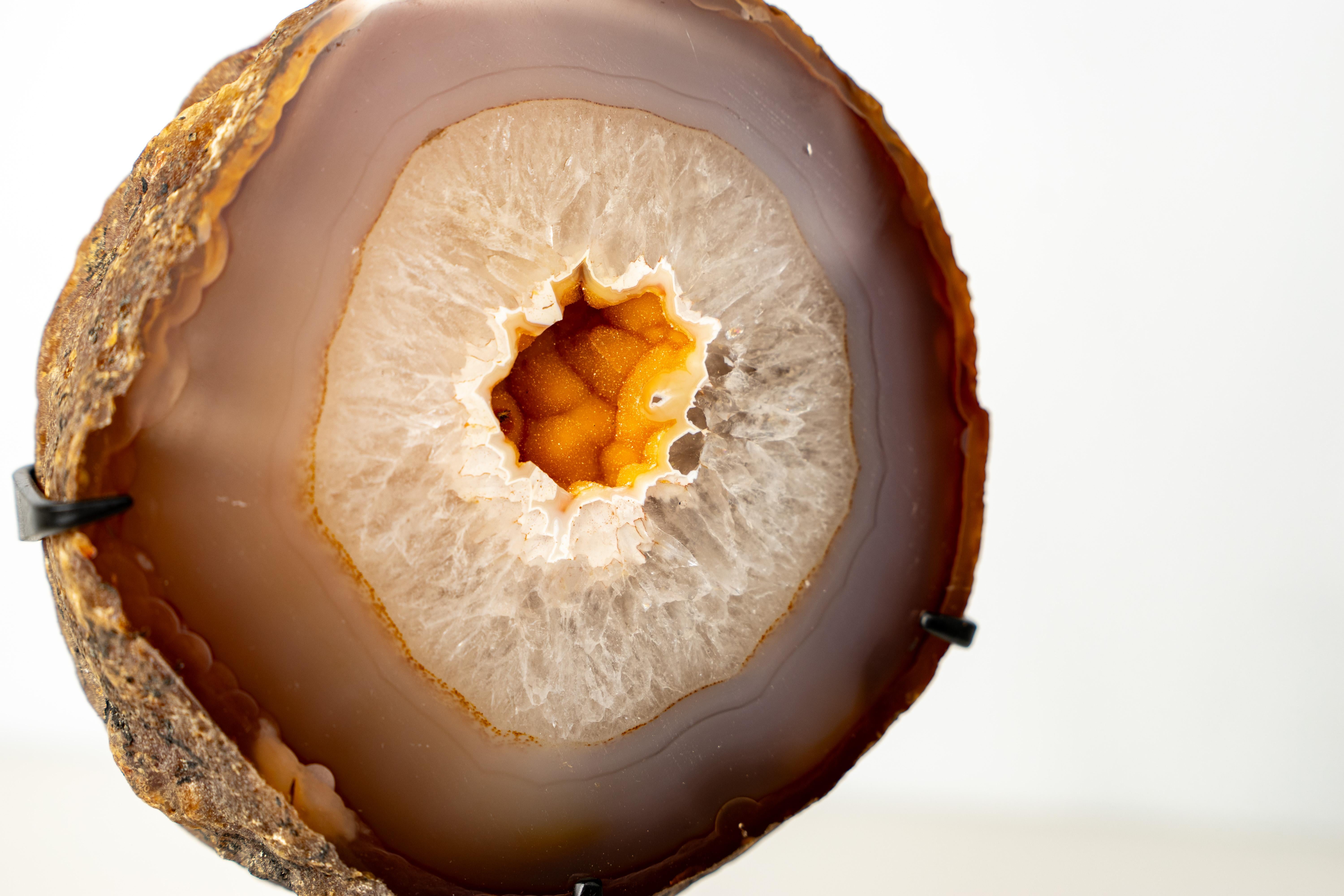 Raro geode di agata con druzy giallo naturale Galaxy in vendita 3