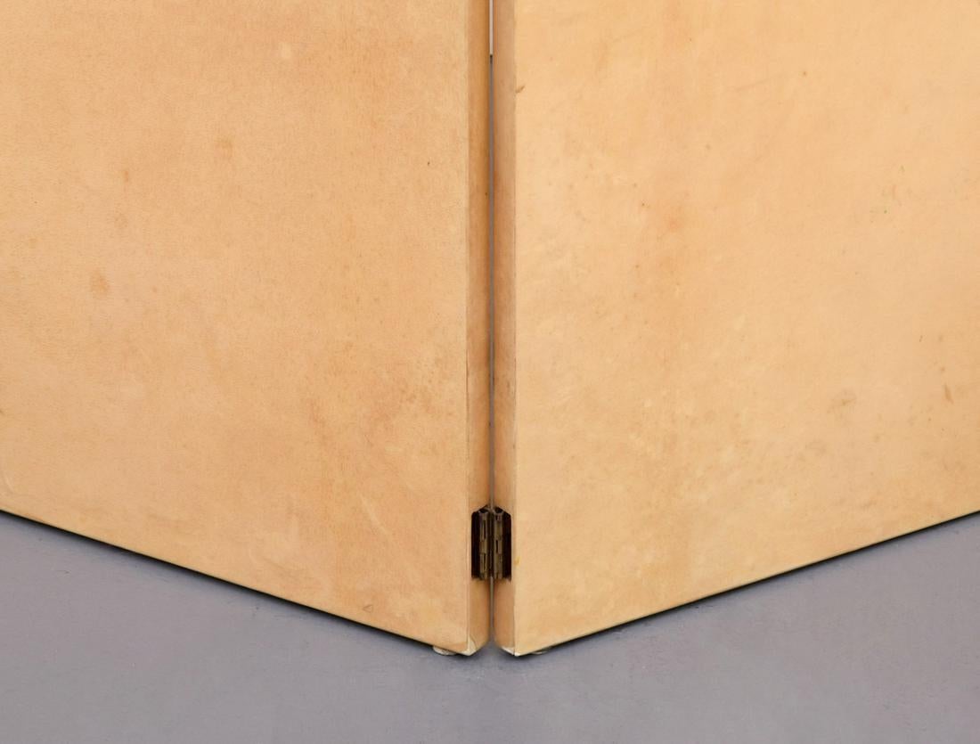 European Rare Lacquered Parchment Screen by Aldo Tura