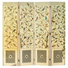 Rare Lacquered wood "Uccelli" Folding Screen by Piero Fornasetti