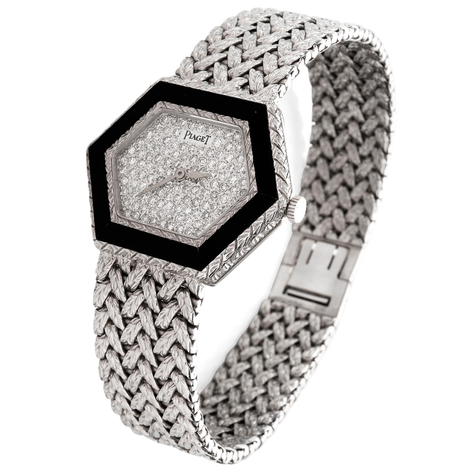 Rare Ladies Piaget Diamond and Onyx Ref. 95785 A6 Watch For Sale at ...