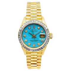 RARE Ladies Rolex President with Turquoise Pyramid Dial