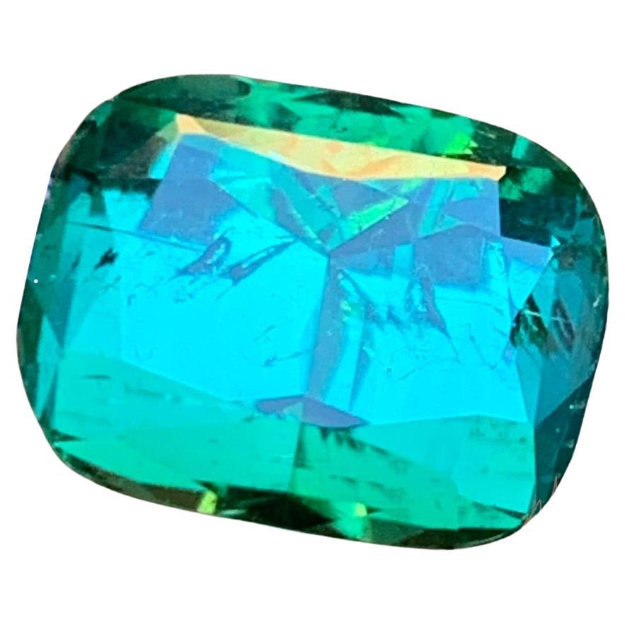 Rare Lagoon Green Natural Tourmaline Loose Gemstone, 7.65 Ct-Cushion Cut Afghani