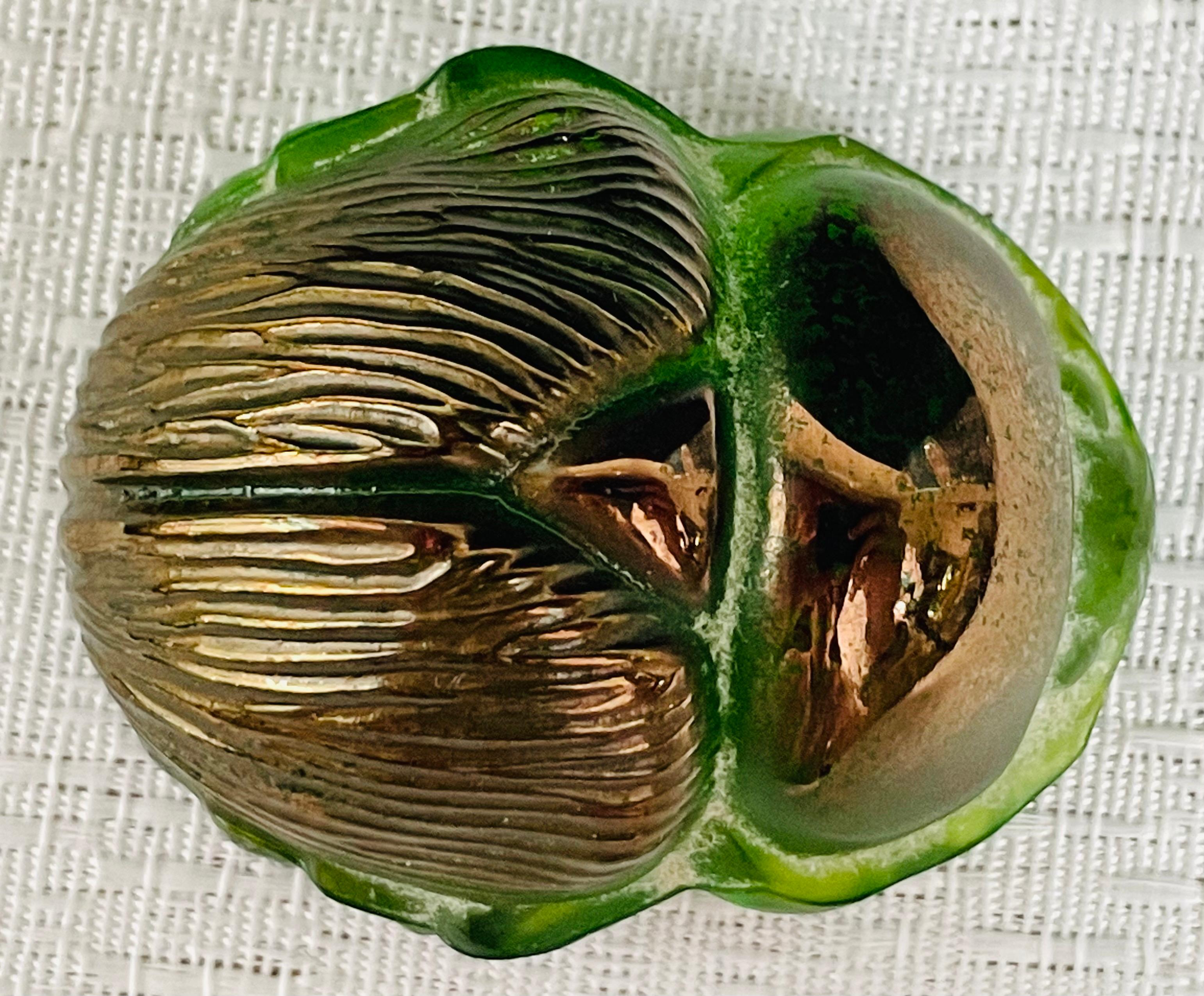 French Rare Lalique Crystal Green Scarab Beetle Paperweight, Circa 1970's