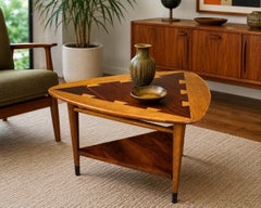 Rare Lane Acclaim "Guitar Pick" Dovetail Walnut and Oak Side Table by Andre Bus
