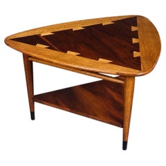 Rare Lane Acclaim "Guitar Pick" Dovetail Walnut and Oak Side Table by Andre Bus