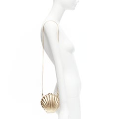 rare LANVIN Art Deco Seashell metallic gold acrylic minaudiere box clutch bag