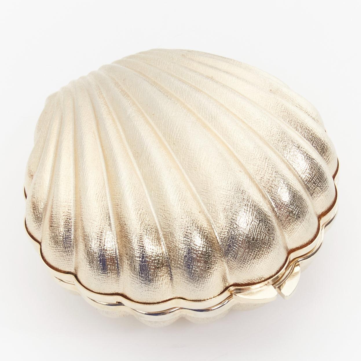 rare LANVIN Art Deco Seashell metallic gold acrylic minaudiere box clutch bag 1