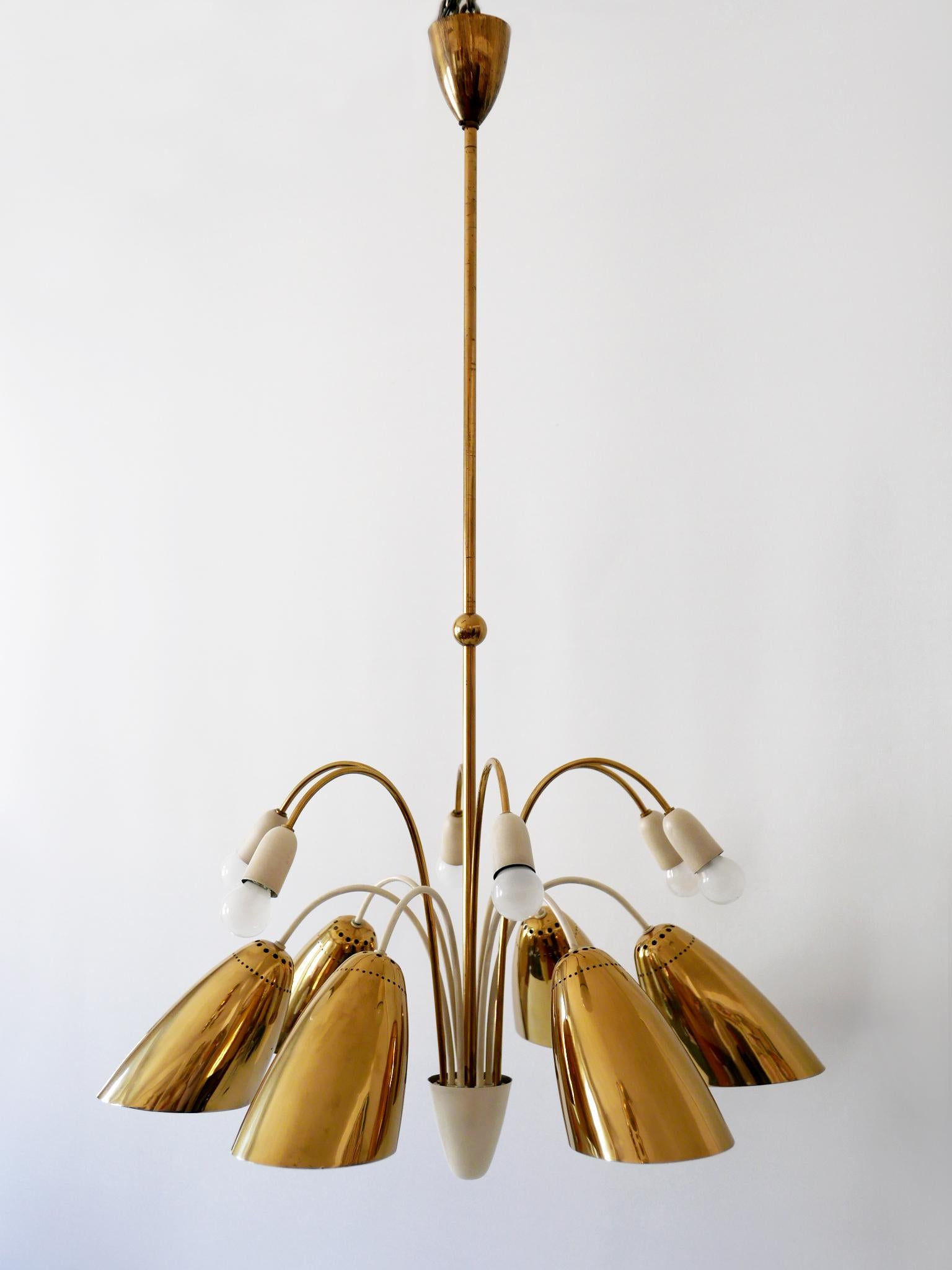 Rare Large 12-Armed Sputnik Chandelier or Pendant Lamp by Vereinigte Werkstätten For Sale 5