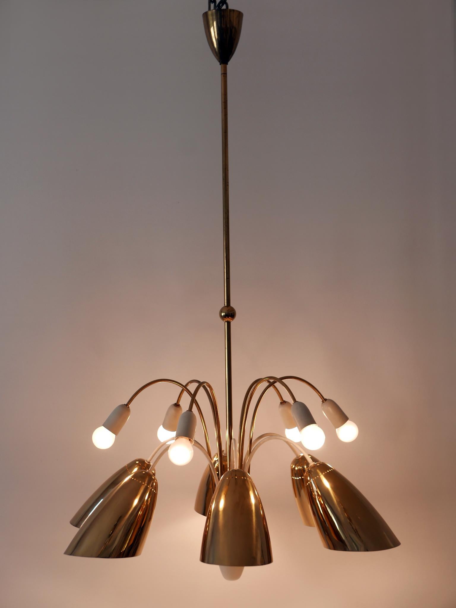 Raro lampadario o lampada a sospensione Sputnik a 12 braccia di Vereinigte Werkstätten in vendita 1