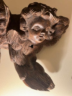 Rare Large 15th Century Renaissance English Oak Roof Angels Corbel.