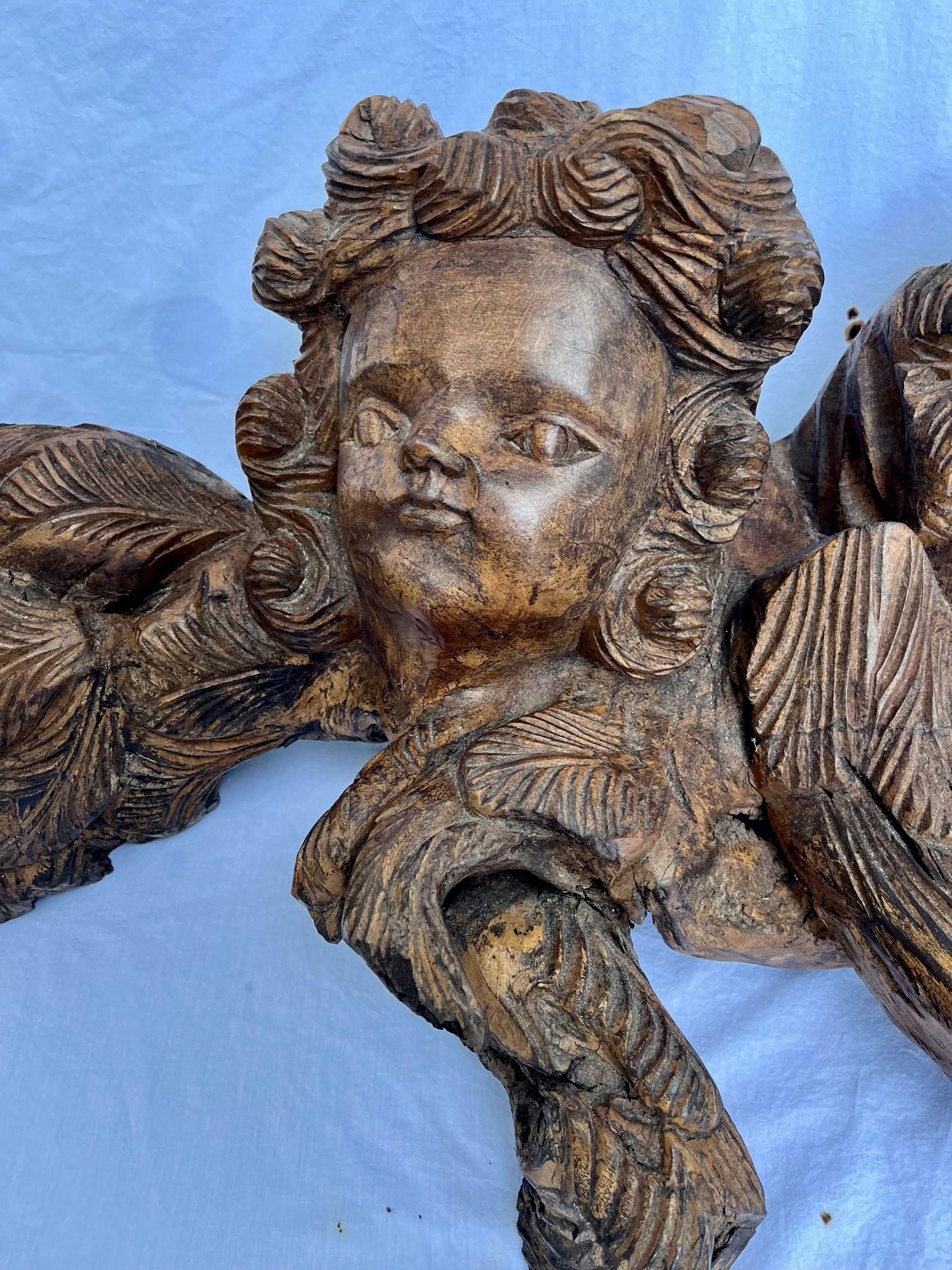 18th Century and Earlier Rare Large 15th Century Renaissance English Oak Roof Angels Corbel. For Sale