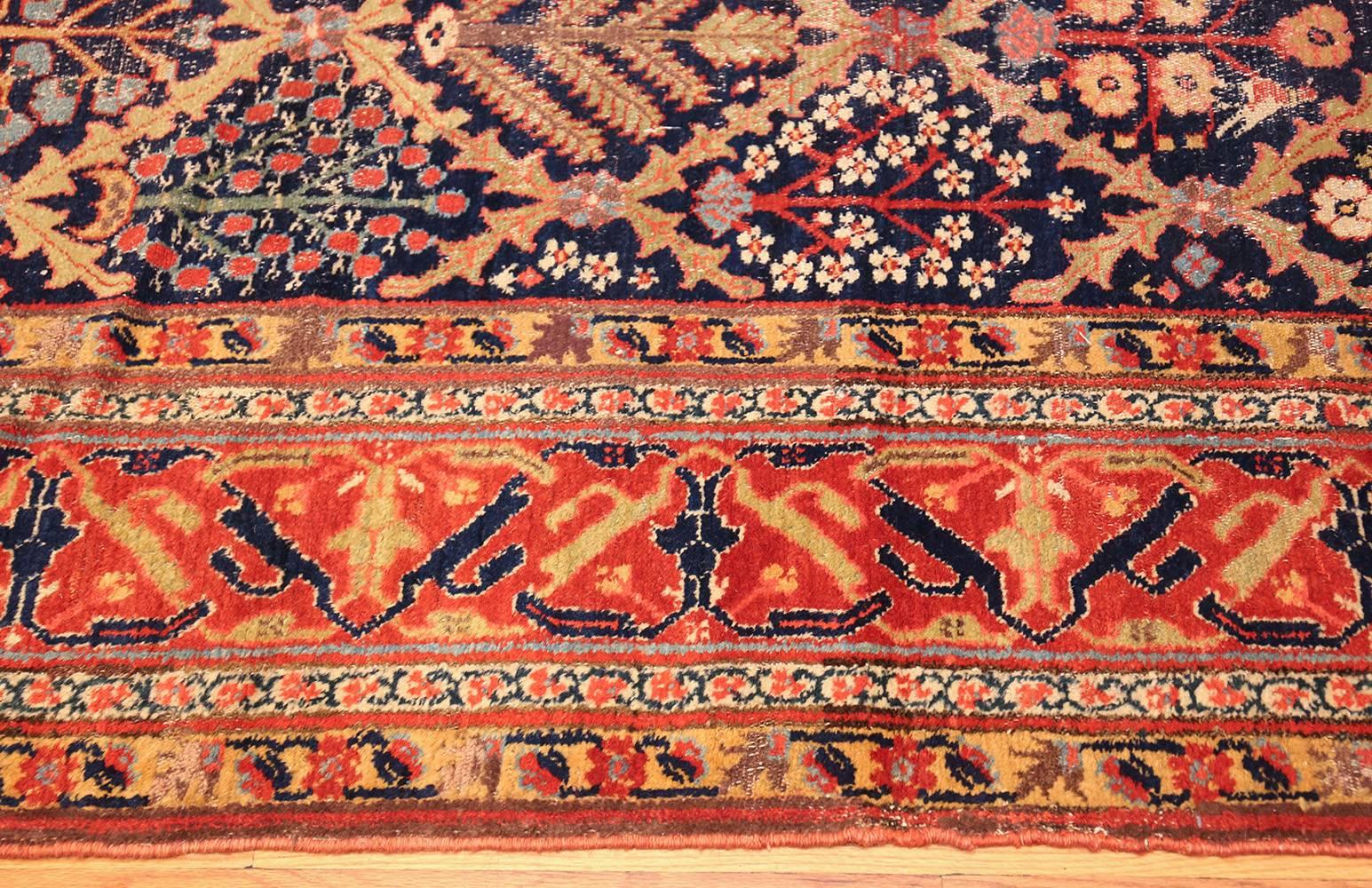 Wool Nazmiyal Collection 18th Century Antique Kurdish Shrub Design Rug. 12' 8