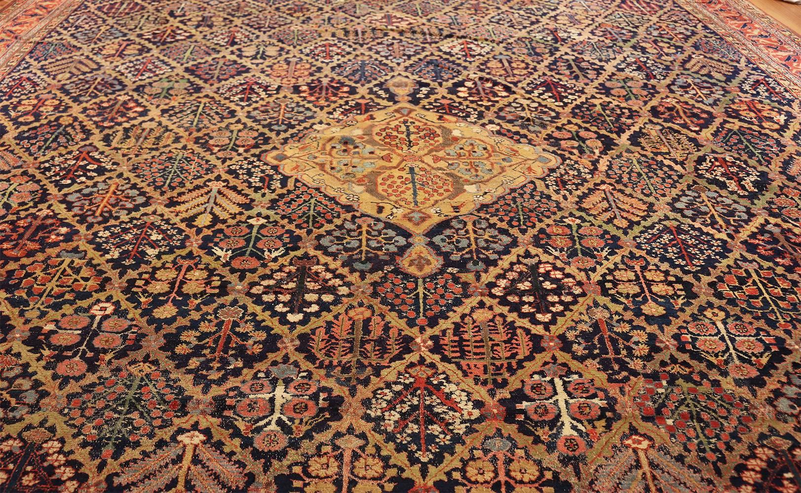 Neoclassical Nazmiyal Collection 18th Century Antique Kurdish Shrub Design Rug. 12' 8