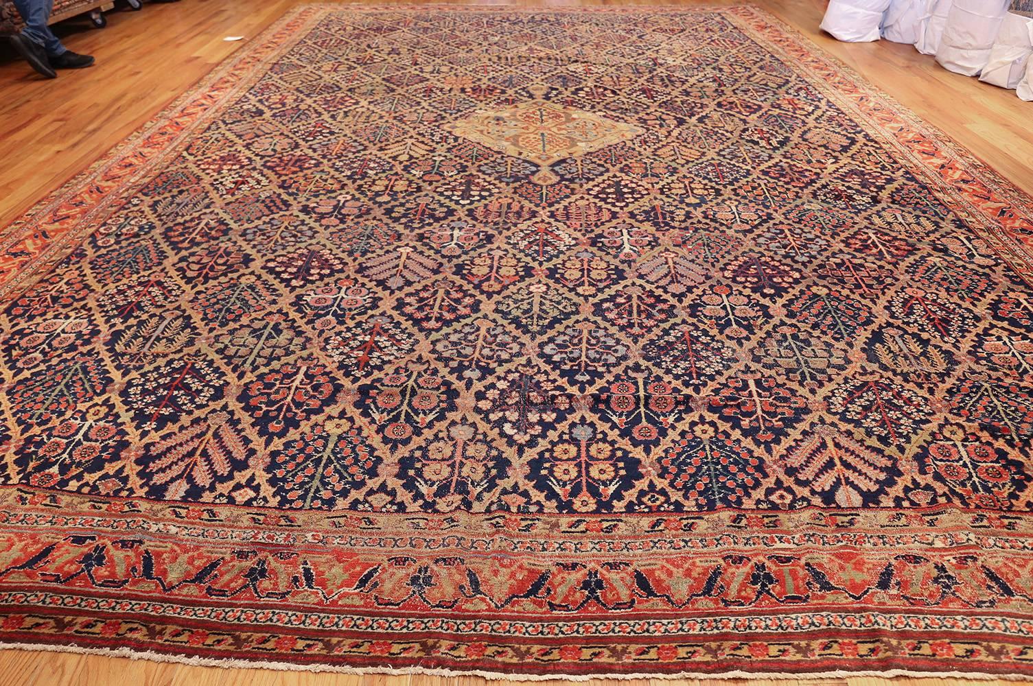 Persian Nazmiyal Collection 18th Century Antique Kurdish Shrub Design Rug. 12' 8