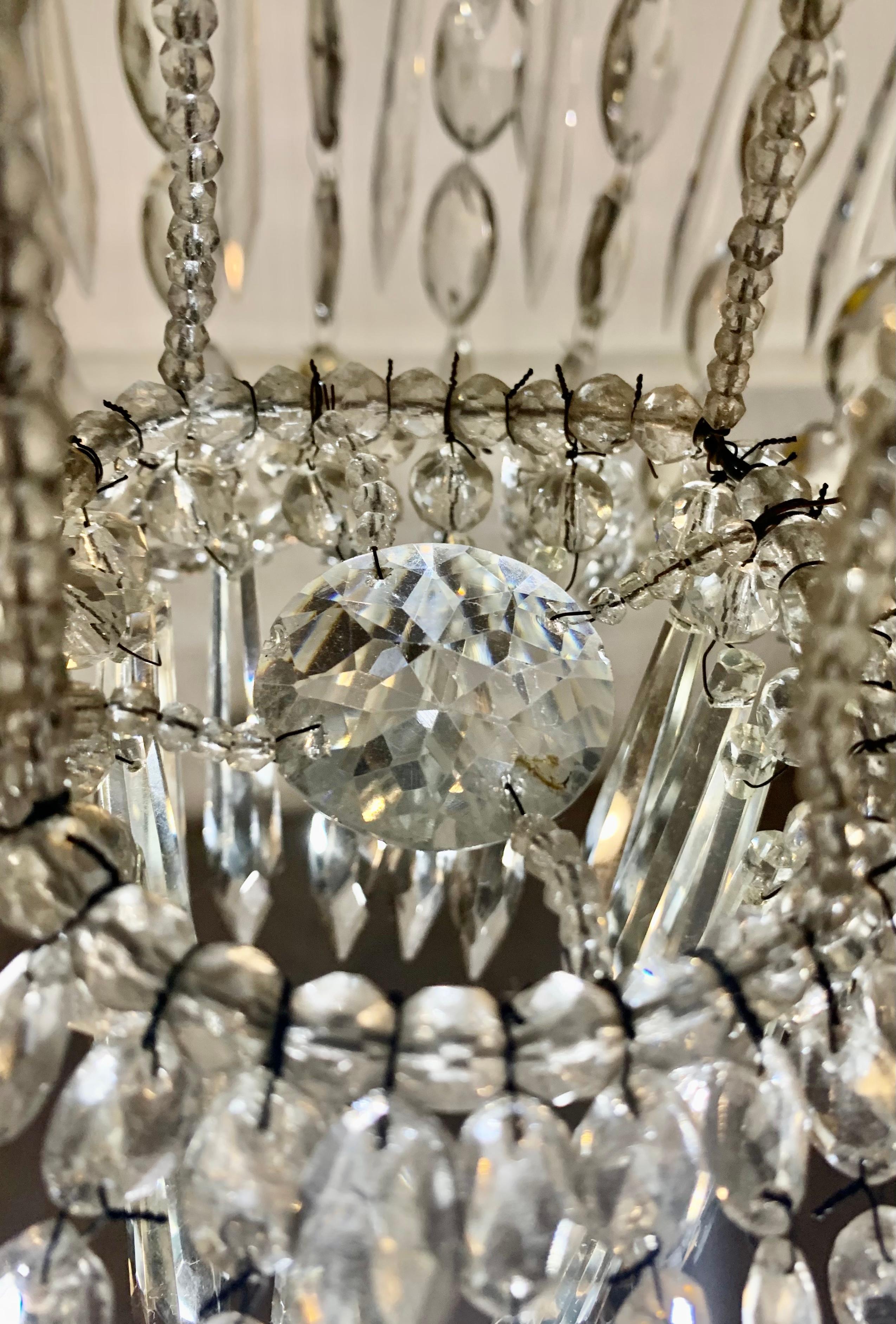 Rare Large 18th Century Swedish Neoclassical Transformable Crystal Chandelier  For Sale 10