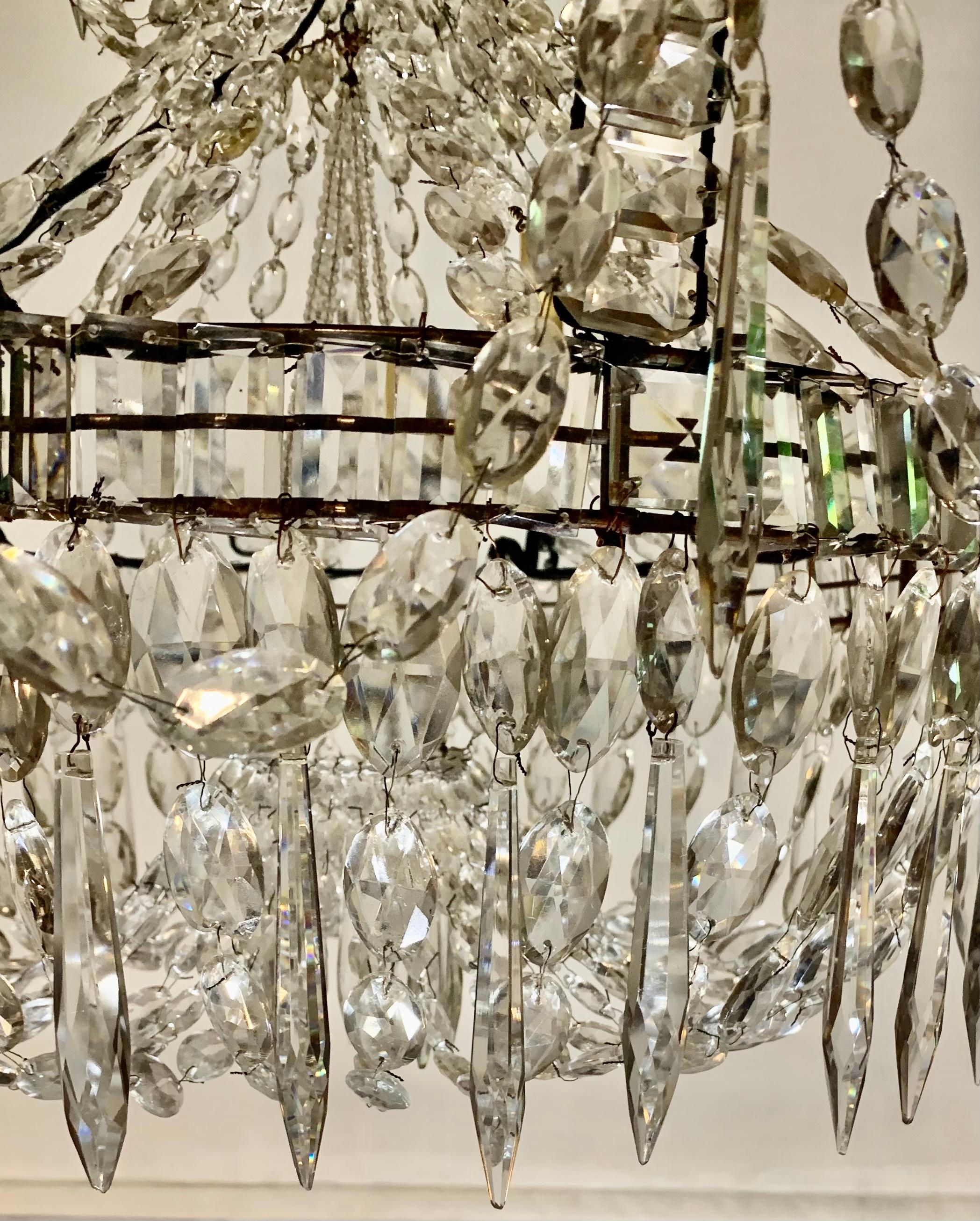 18th Century and Earlier Rare Large 18th Century Swedish Neoclassical Transformable Crystal Chandelier For Sale