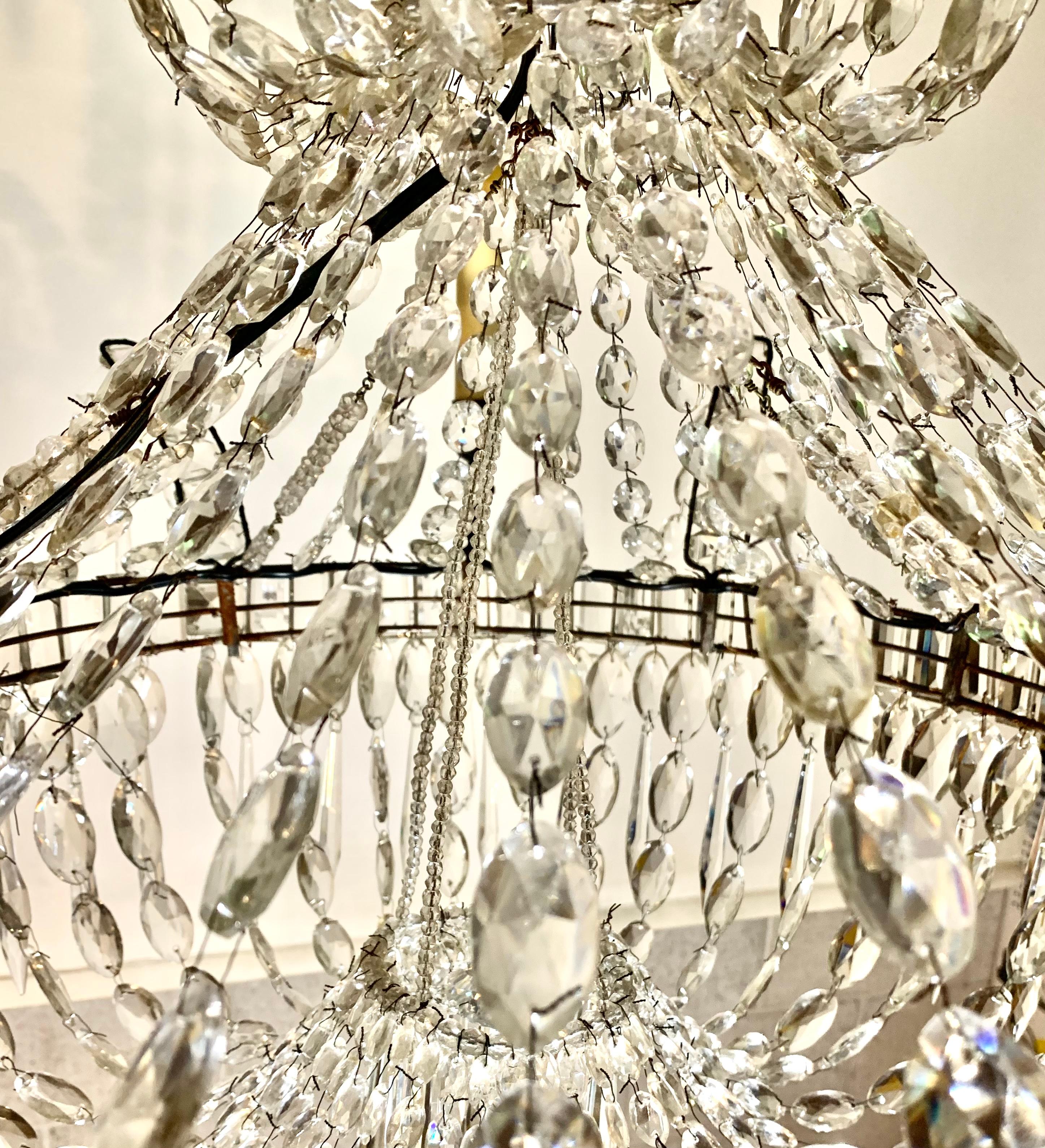 Rare Large 18th Century Swedish Neoclassical Transformable Crystal Chandelier  For Sale 3
