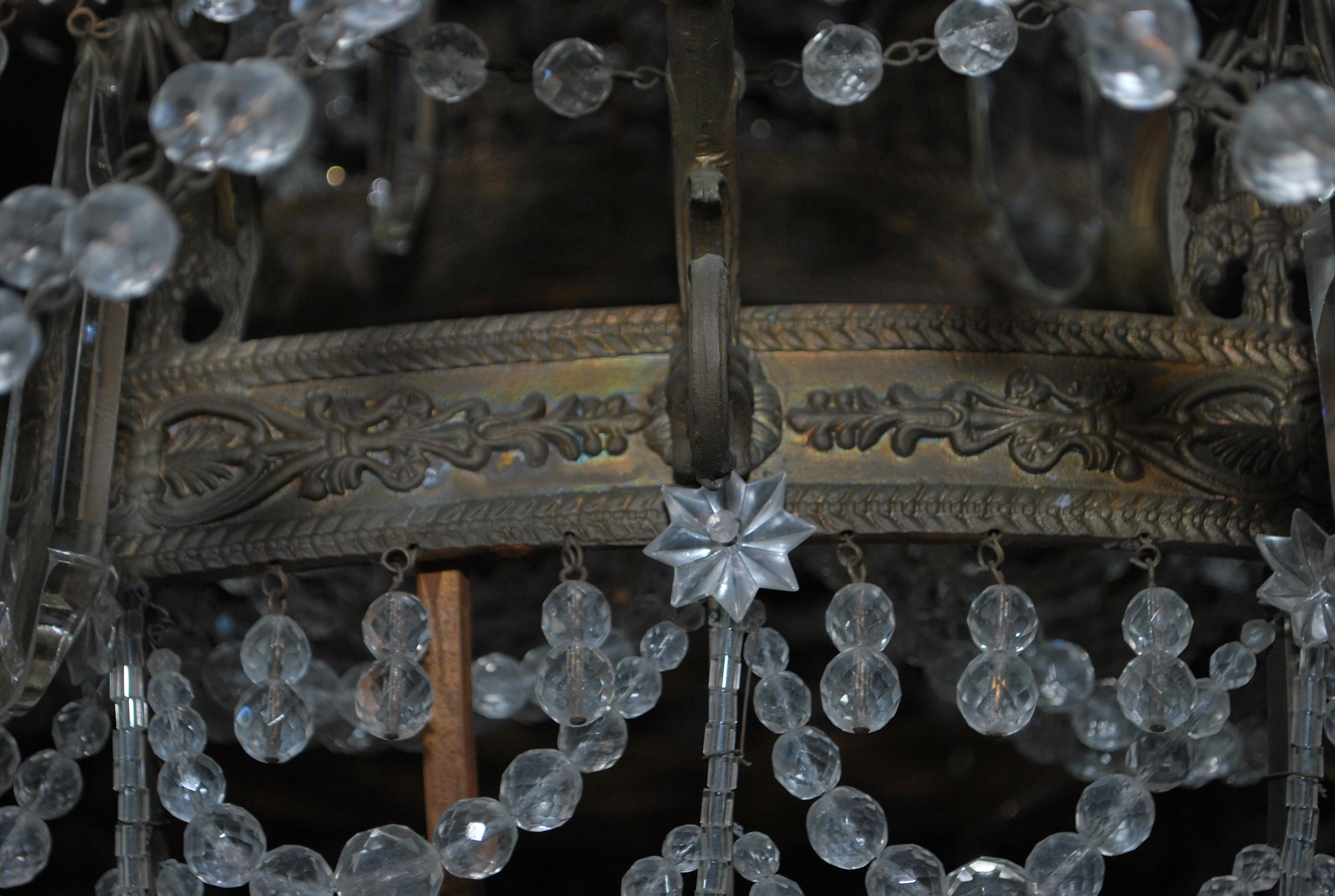Grand lustre rare en perles/cystaux des années 1920 en vente 4