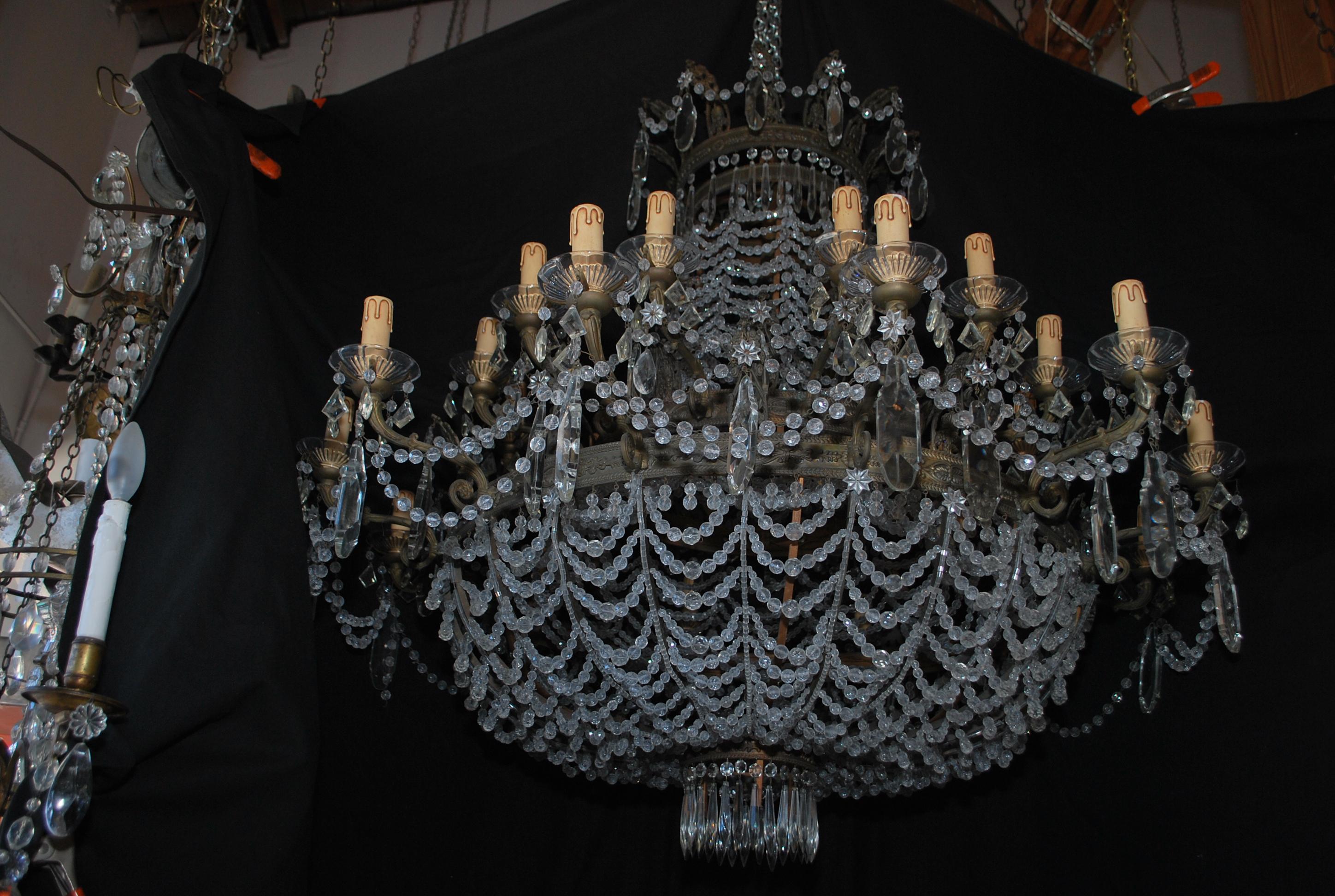 Grand lustre rare en perles/cystaux des années 1920 en vente 6