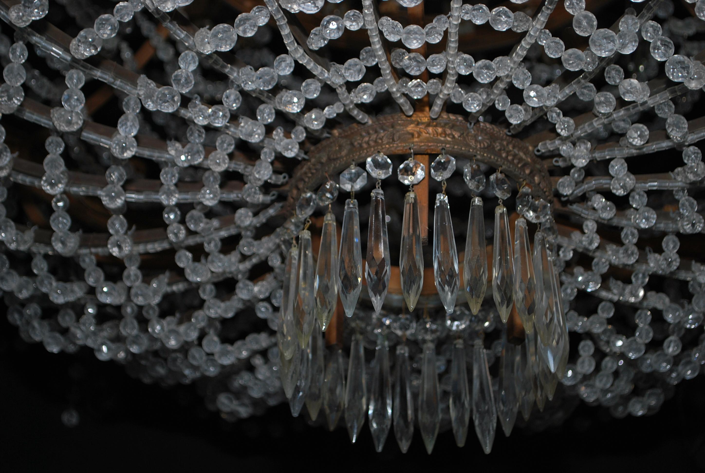 Grand lustre rare en perles/cystaux des années 1920 en vente 2